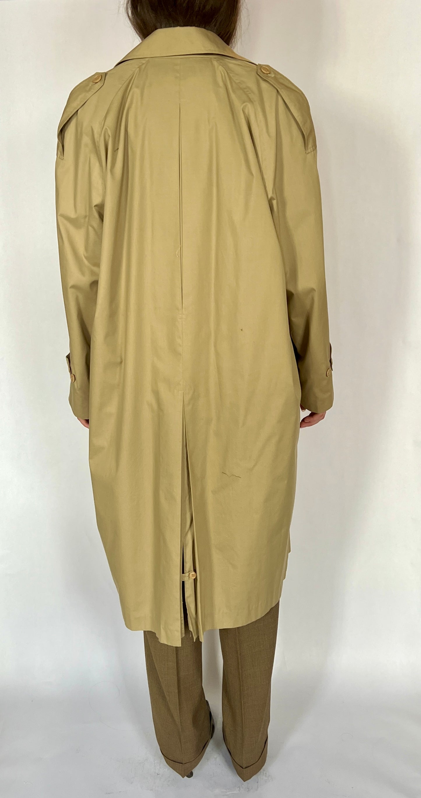 1980S YVES SAINT LAURENT OVERSIZED TRENCH COAT, PINE
