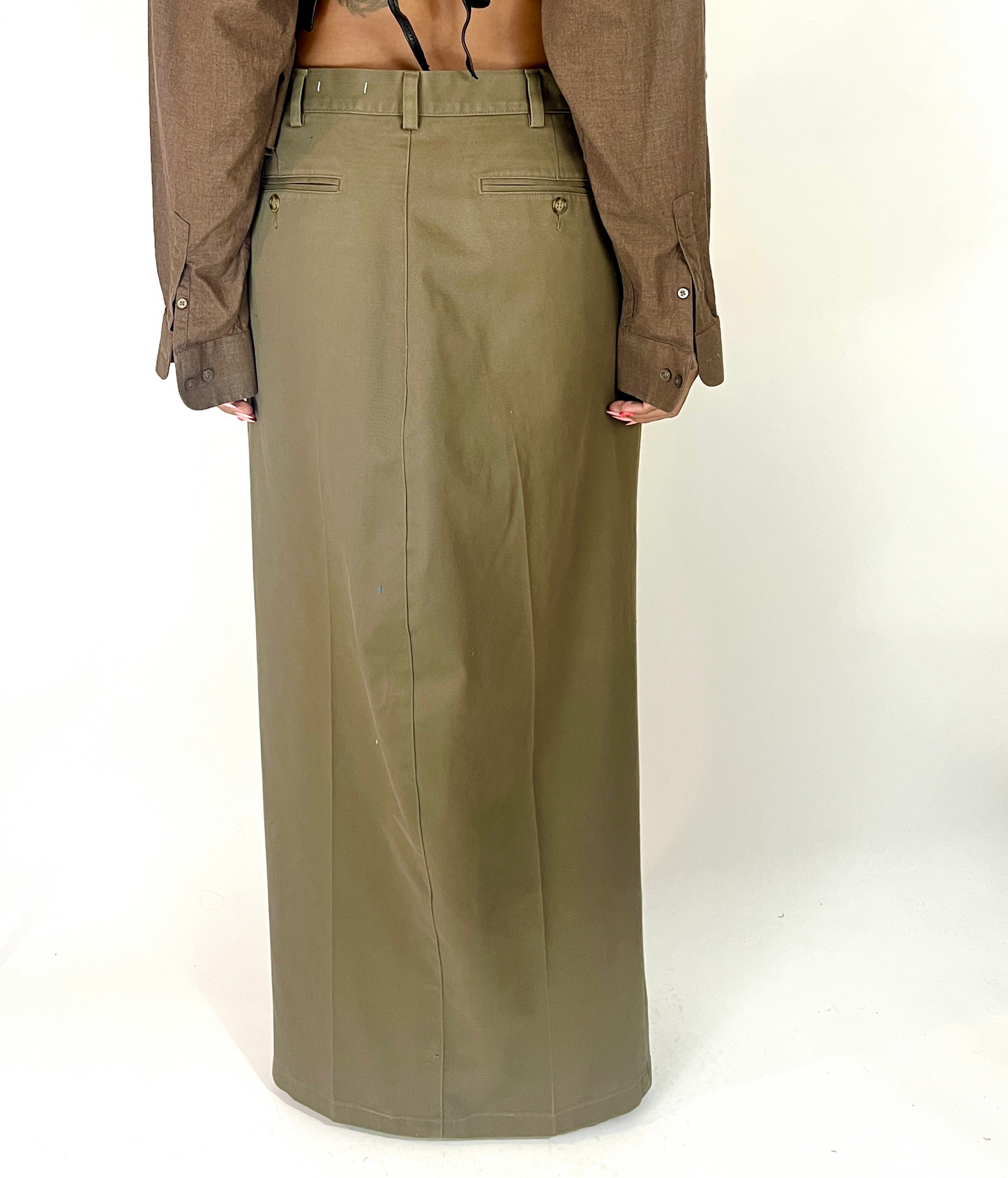 CUSTOM VTG COTTON TROUSER MAXI SKIRT, BRANCH