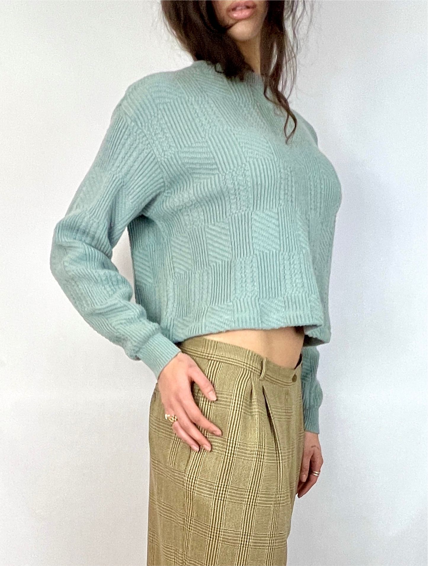 CUSTOM VTG OSCAR DE LA RENTA CROPPED SWEATER, DEW