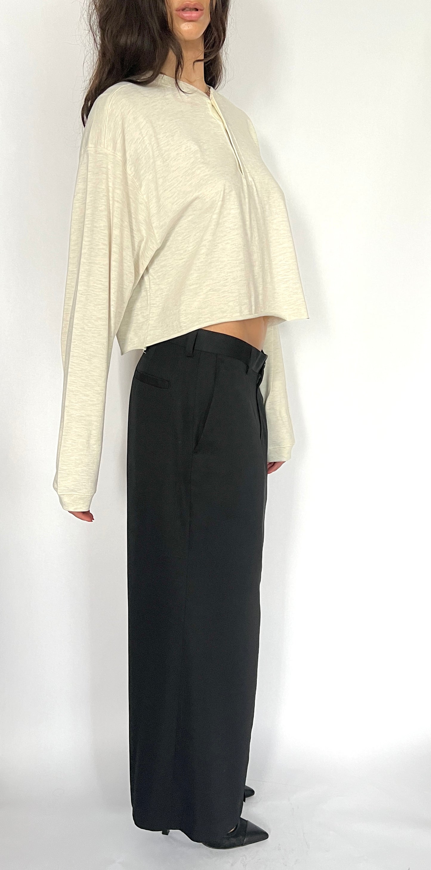 CUSTOM VTG SILK & WOOL TROUSER MAXI SKIRT, EVE