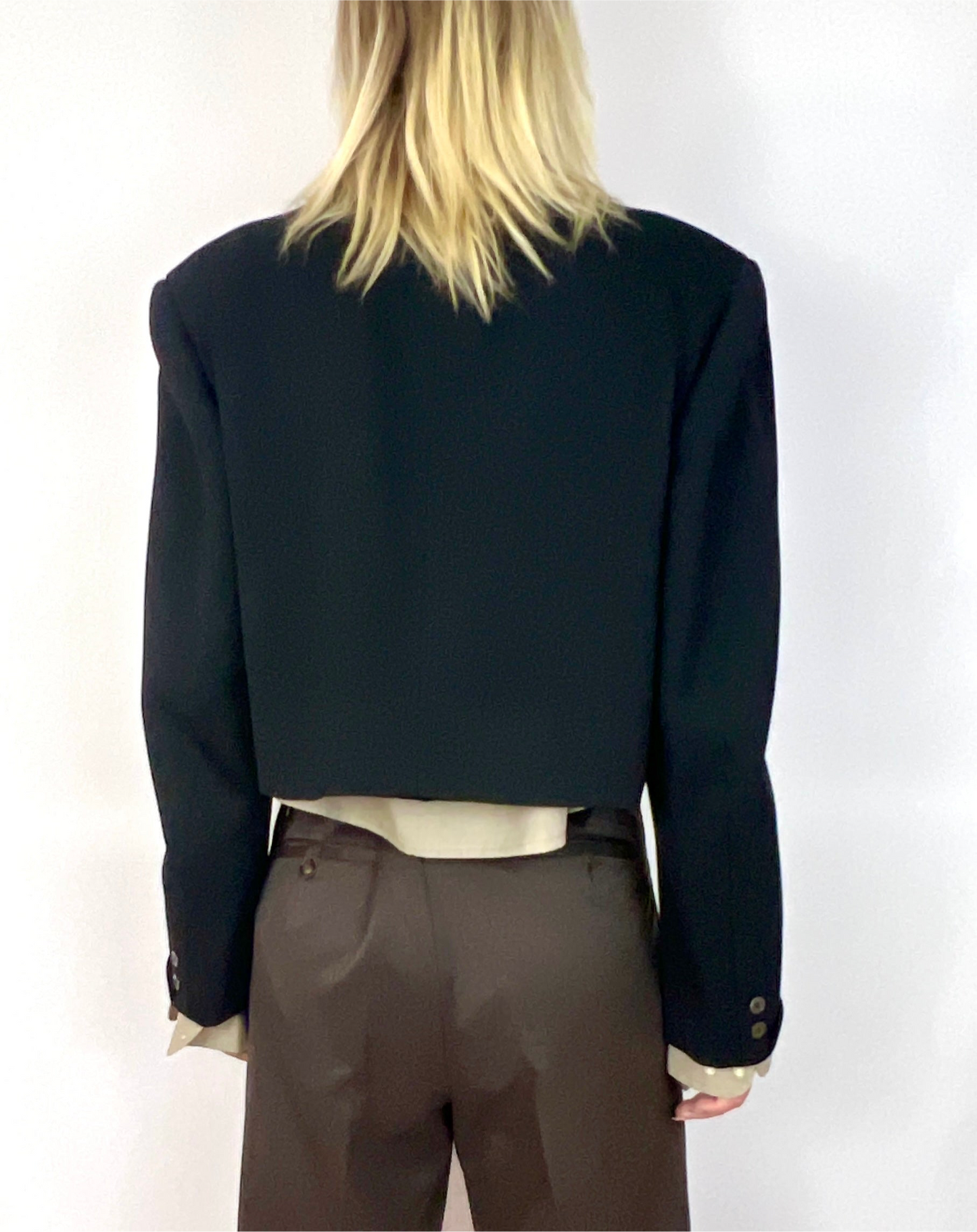 CUSTOM VTG OVERSIZED WOOL COAT, INK. CROPPED