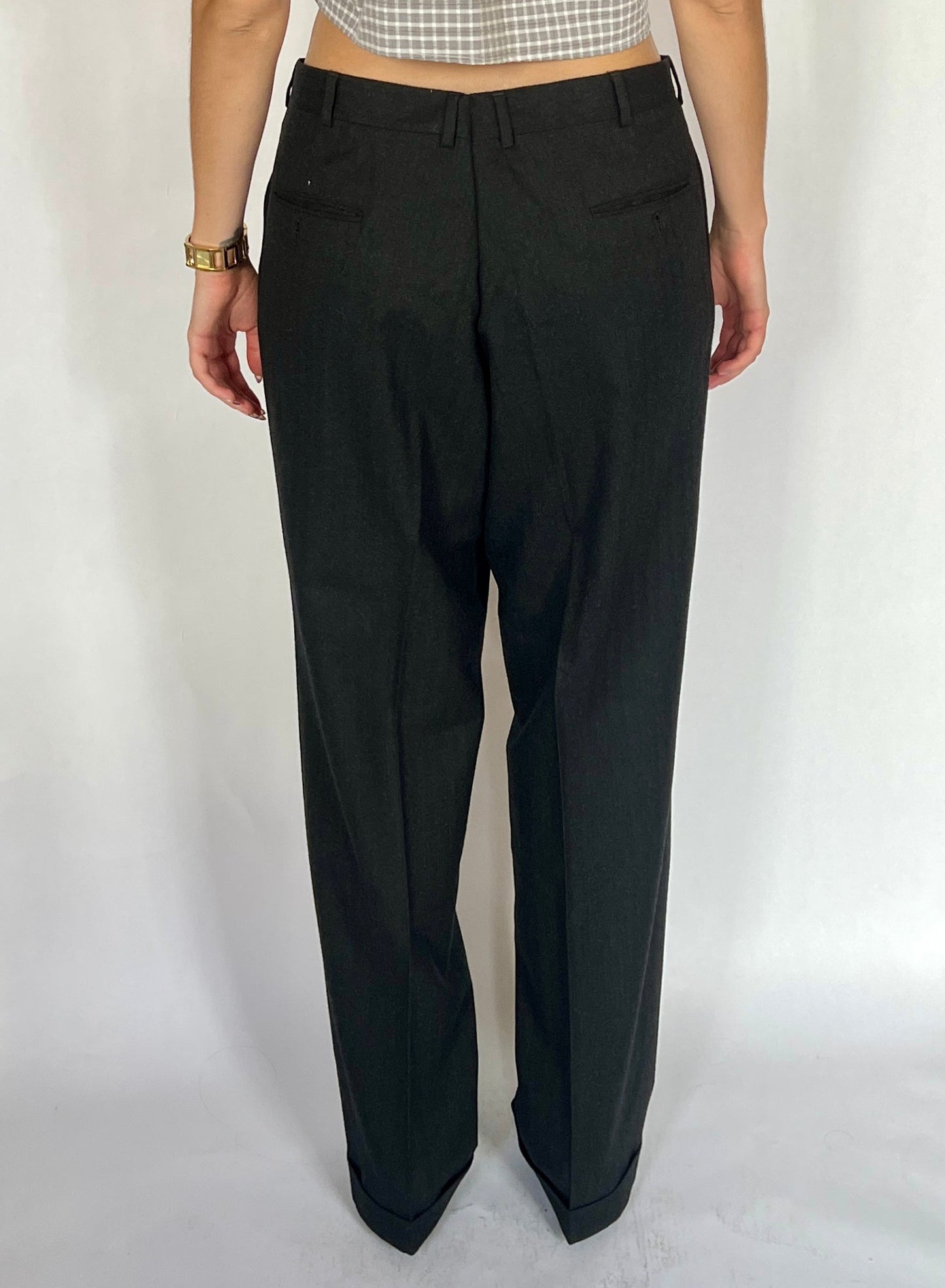VTG WOOL PLEATED WIDE LEG TROUSERS, EMBERS