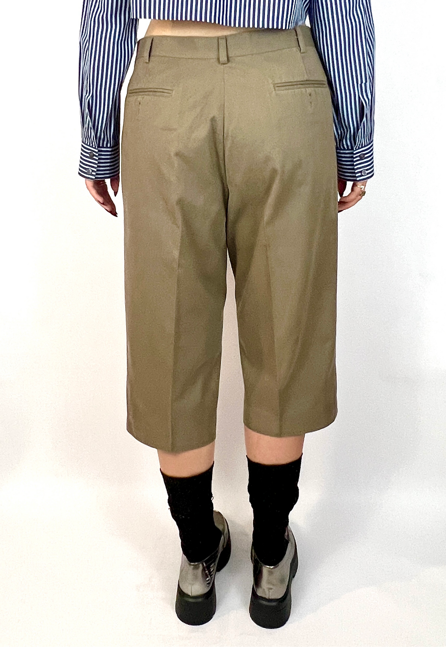 CUSTOM VTG COTTON PLEATED WIDE LEG SHORTS, TWIG