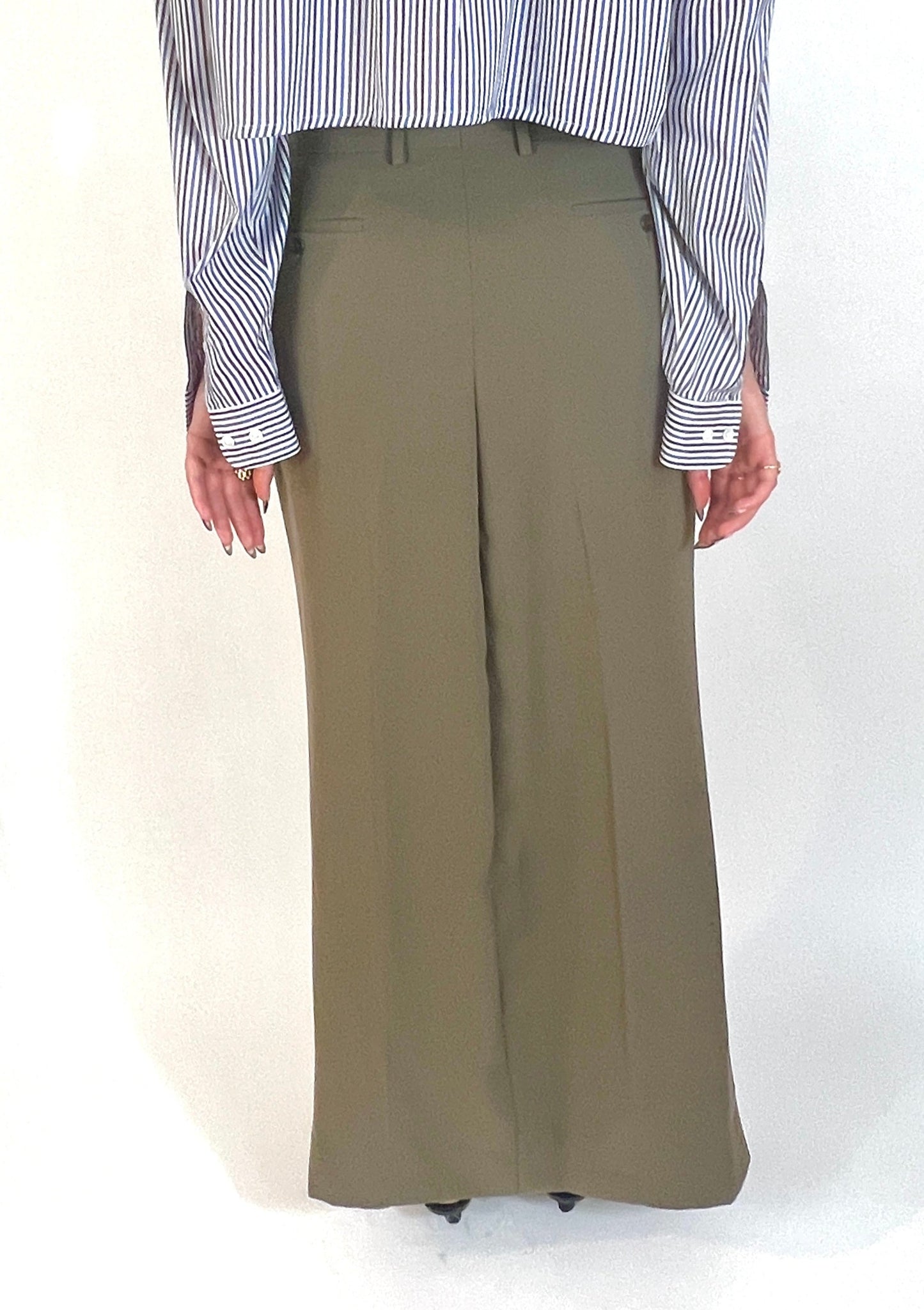 CUSTOM VTG COTTON TROUSER MAXI SKIRT, SYCAMORE