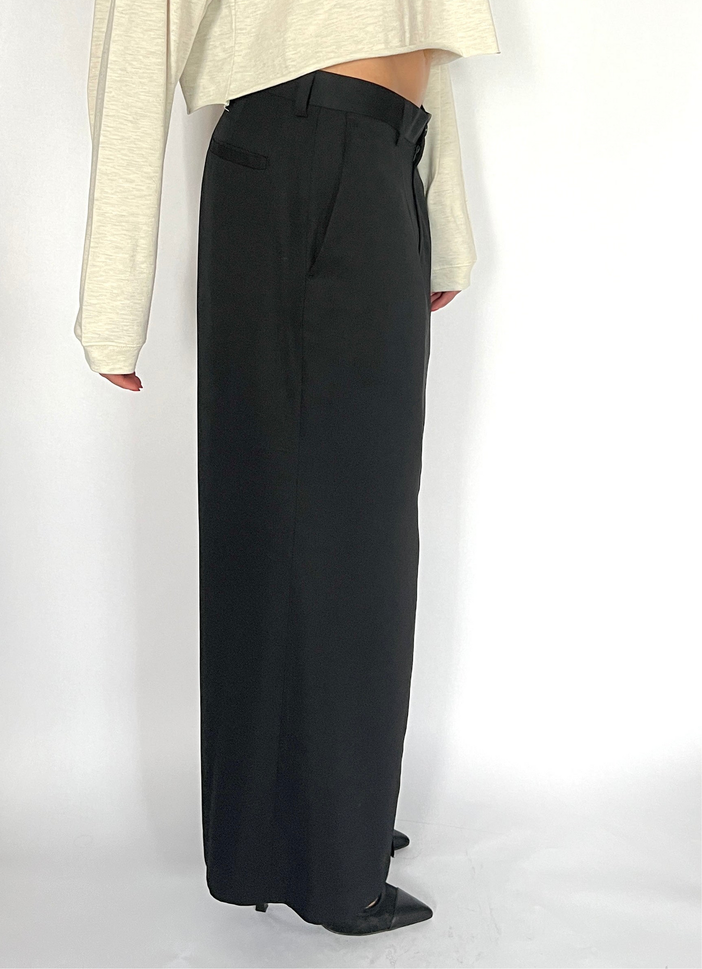 CUSTOM VTG SILK & WOOL TROUSER MAXI SKIRT, EVE