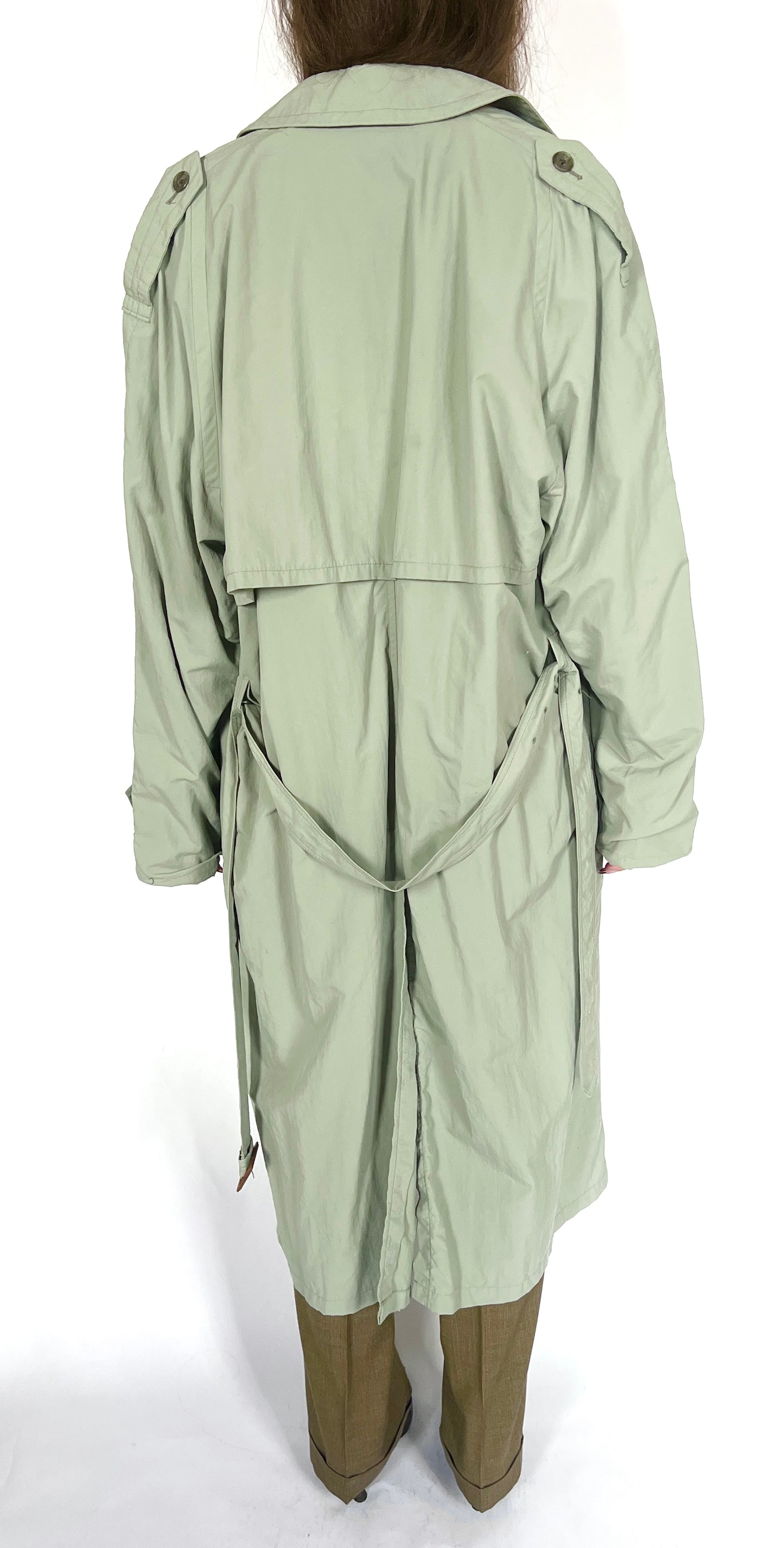 1980S CHRISTIAN DIOR OVERSIZED TRENCH COAT, MOSS