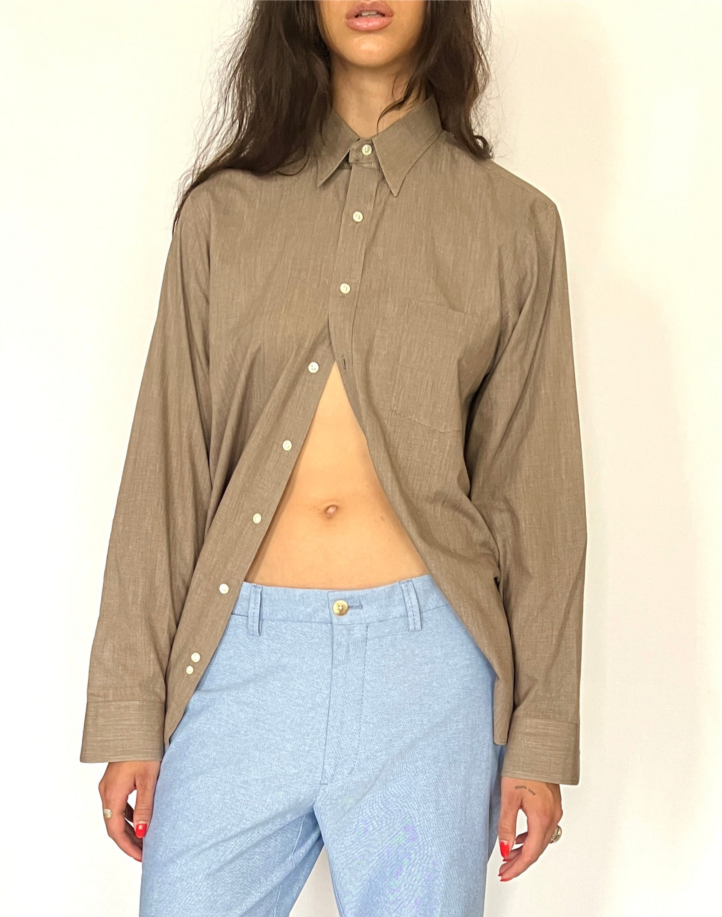 CUSTOM VTG COTTON OXFORD, BARK. HIGH BACK
