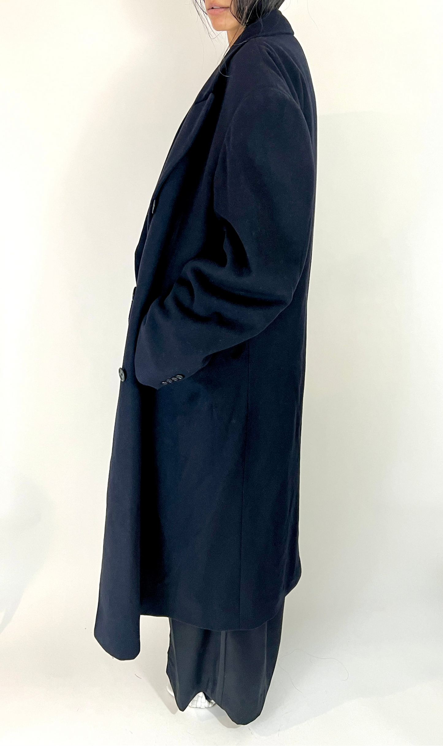 RALPH LAUREN OVERSIZED WOOL COAT, OBSIDIAN