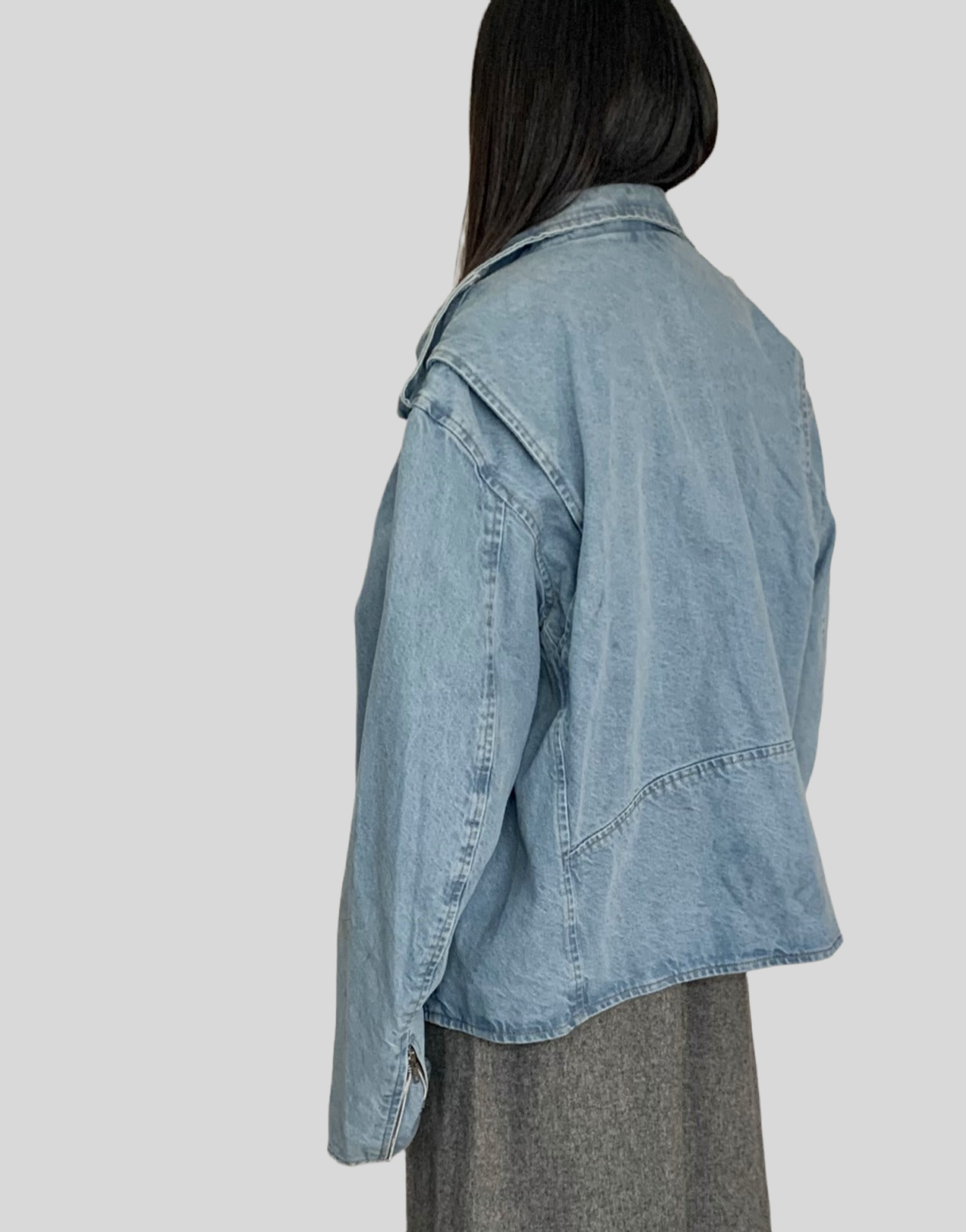 OVERSIZED COTTON DENIM MOTO JACKET, RIVER