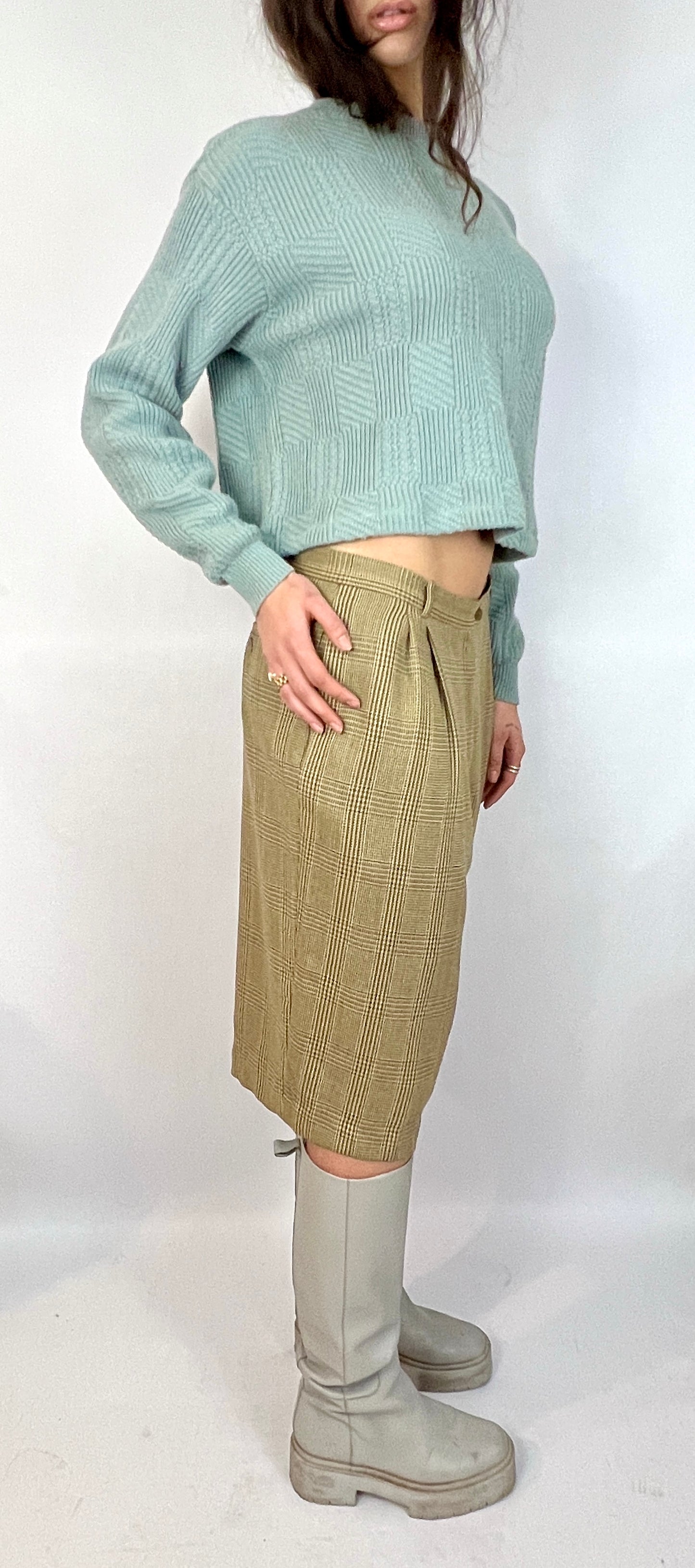 CUSTOM VTG OSCAR DE LA RENTA CROPPED SWEATER, DEW