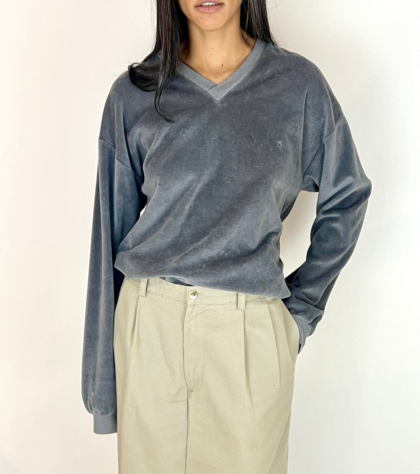 1970S PIERRE CARDIN SWEATSHIRT PULL-OVER, MIST
