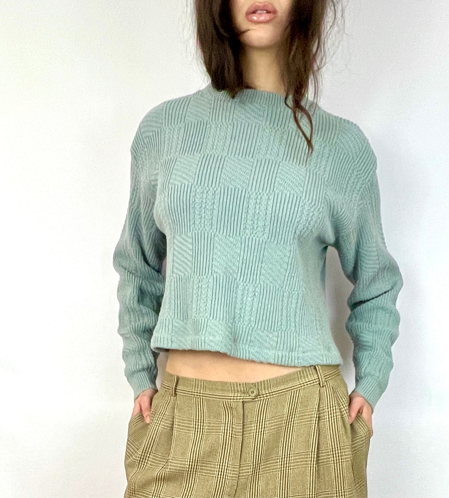 CUSTOM VTG OSCAR DE LA RENTA CROPPED SWEATER, DEW