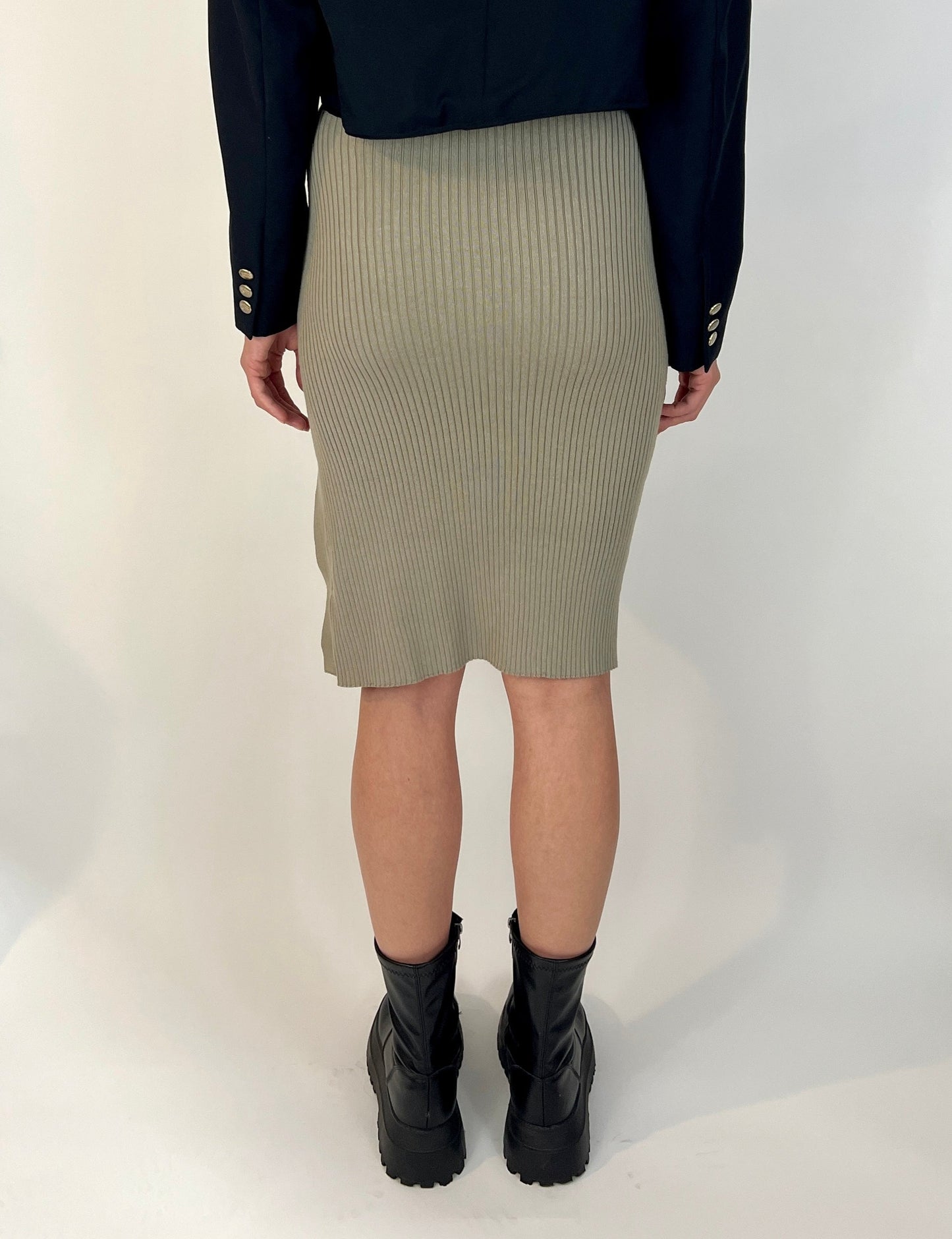 COTTON KNIT BODY CON MIDI SKIRT, HORCHATA