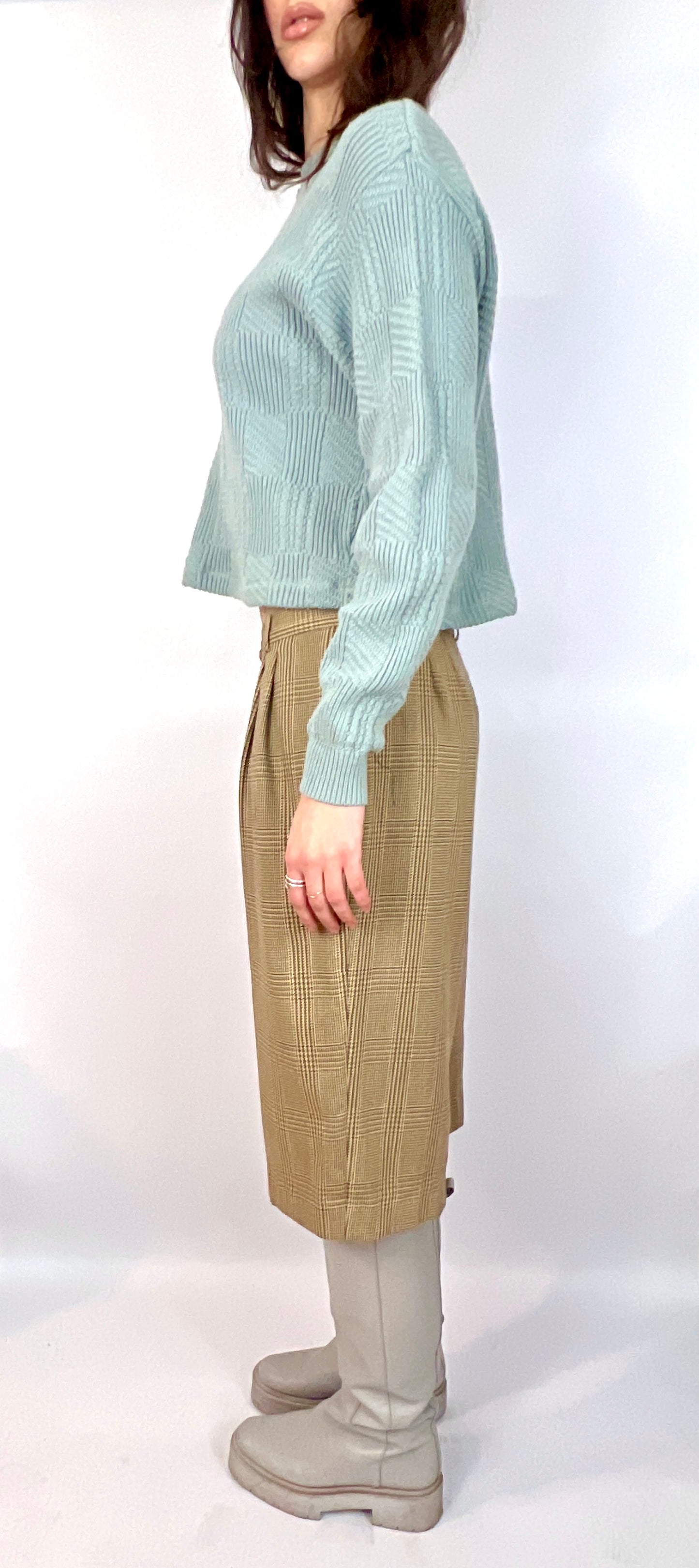 CUSTOM VTG OSCAR DE LA RENTA CROPPED SWEATER, DEW