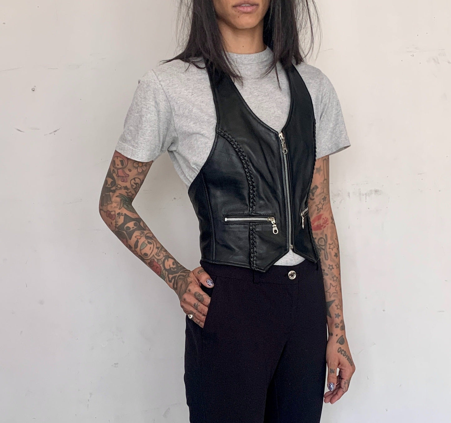 SALVAGED LEATHER HALTER VEST