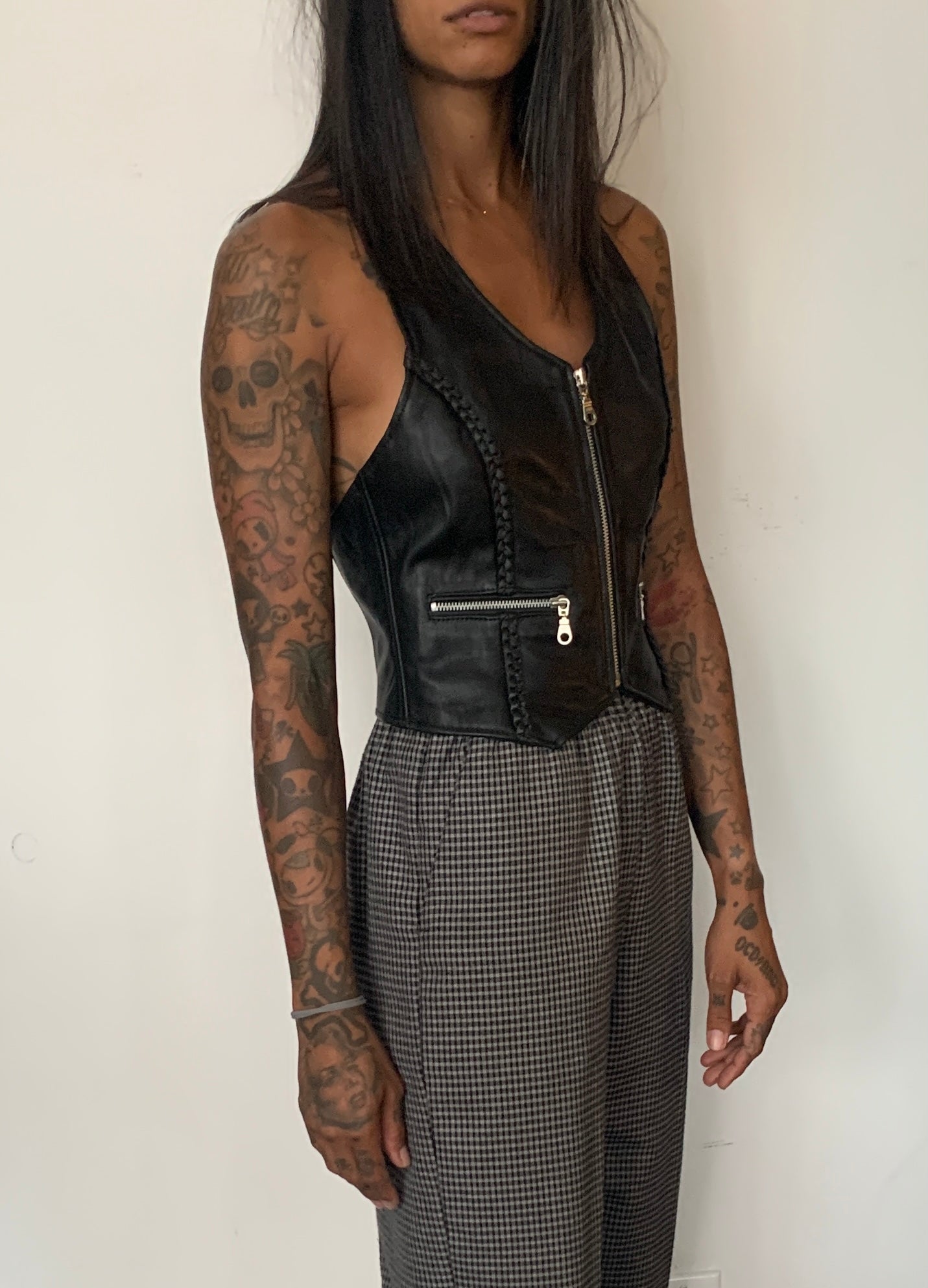 SALVAGED LEATHER HALTER VEST