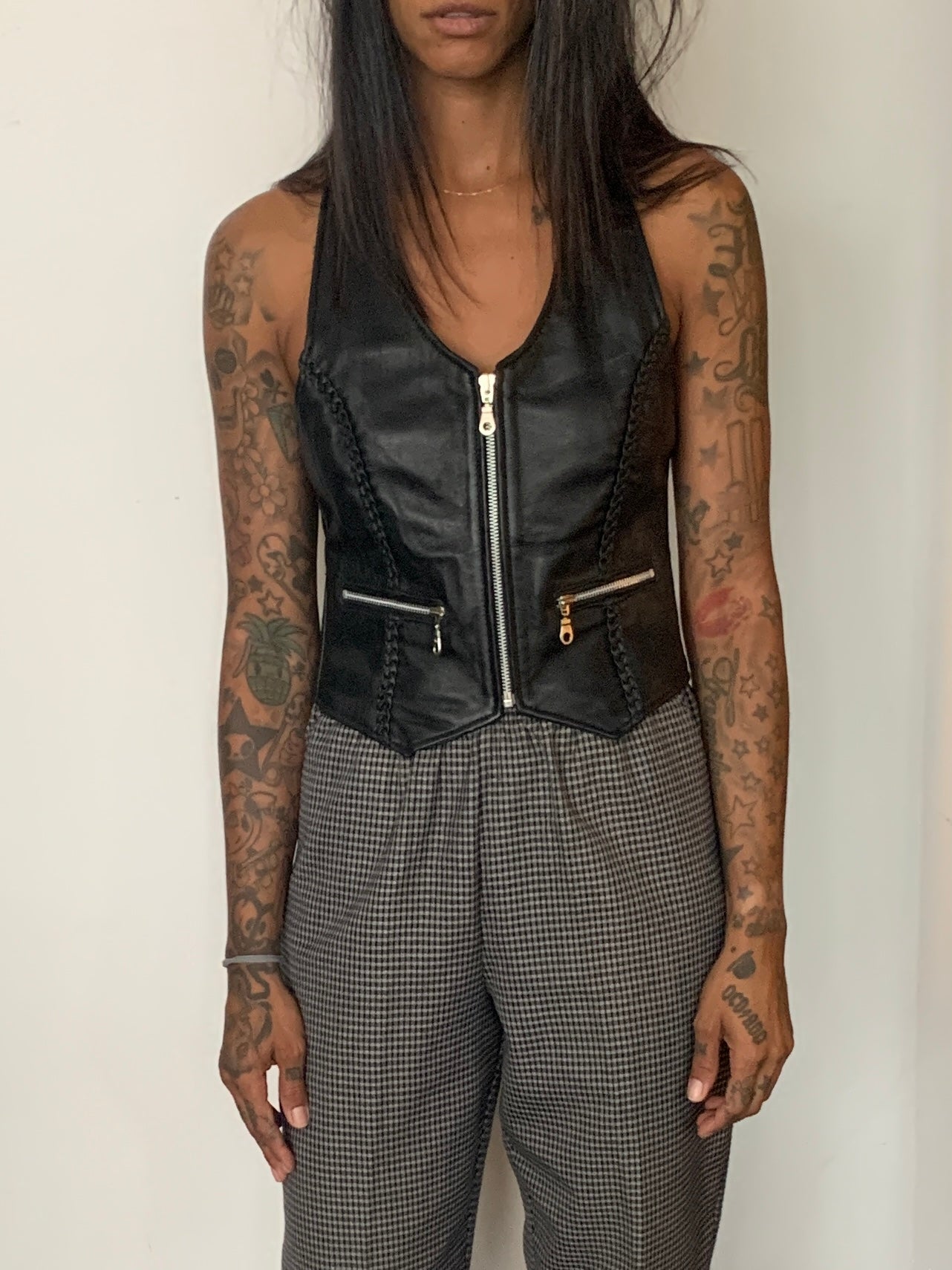 SALVAGED LEATHER HALTER VEST