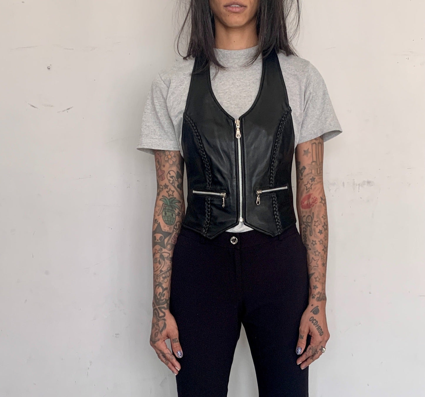 SALVAGED LEATHER HALTER VEST