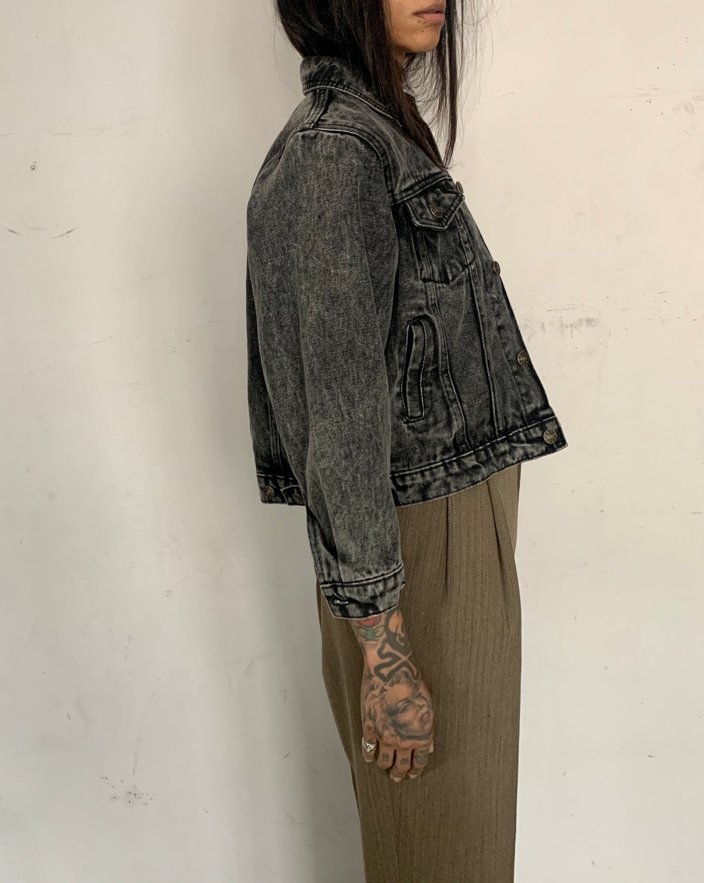 BOXY CROPPED COTTON DENIM JACKET, ACID
