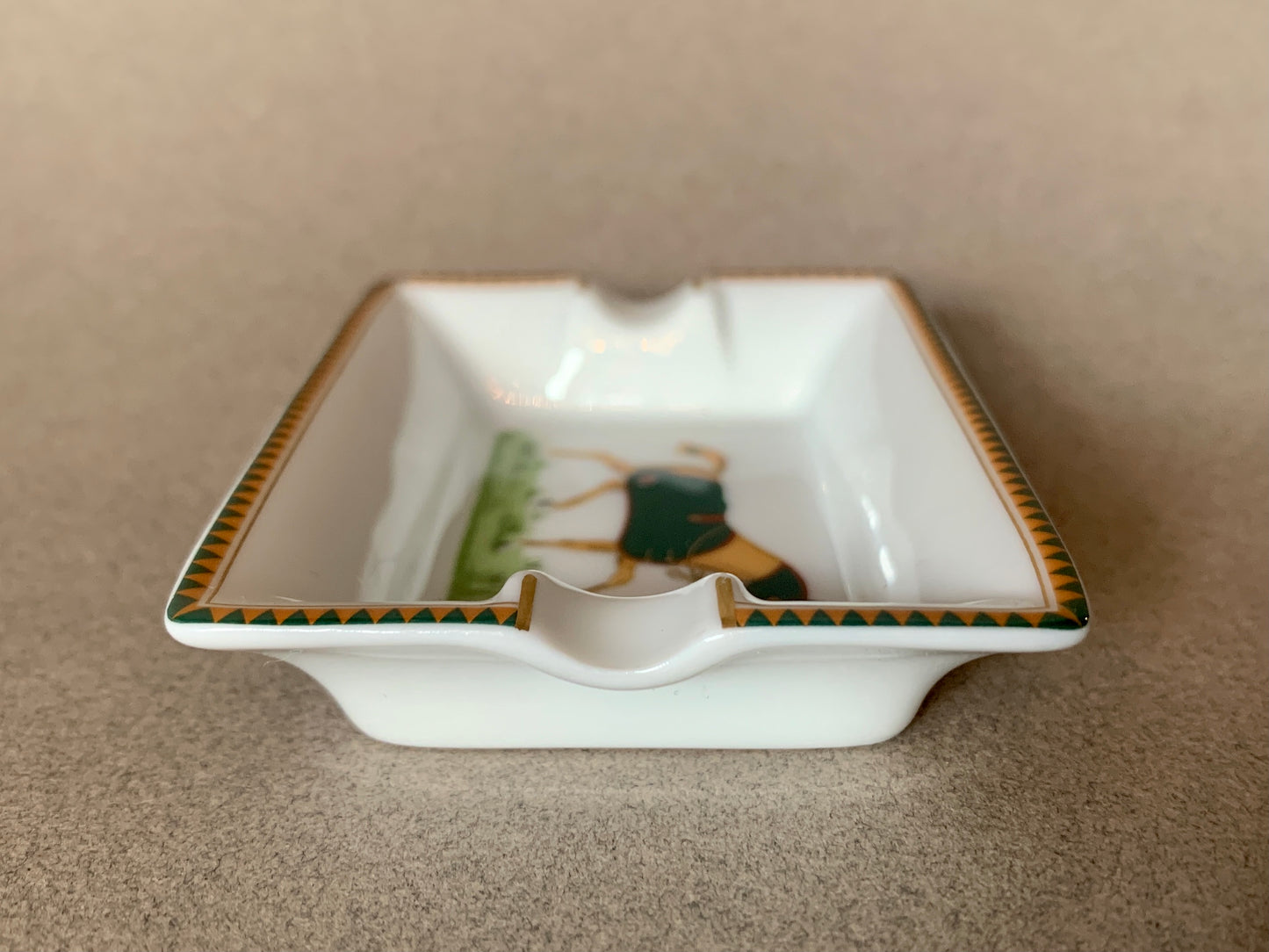 VINTAGE HERMÈS PORCELAIN ASHTRAY, FOREST GREEN