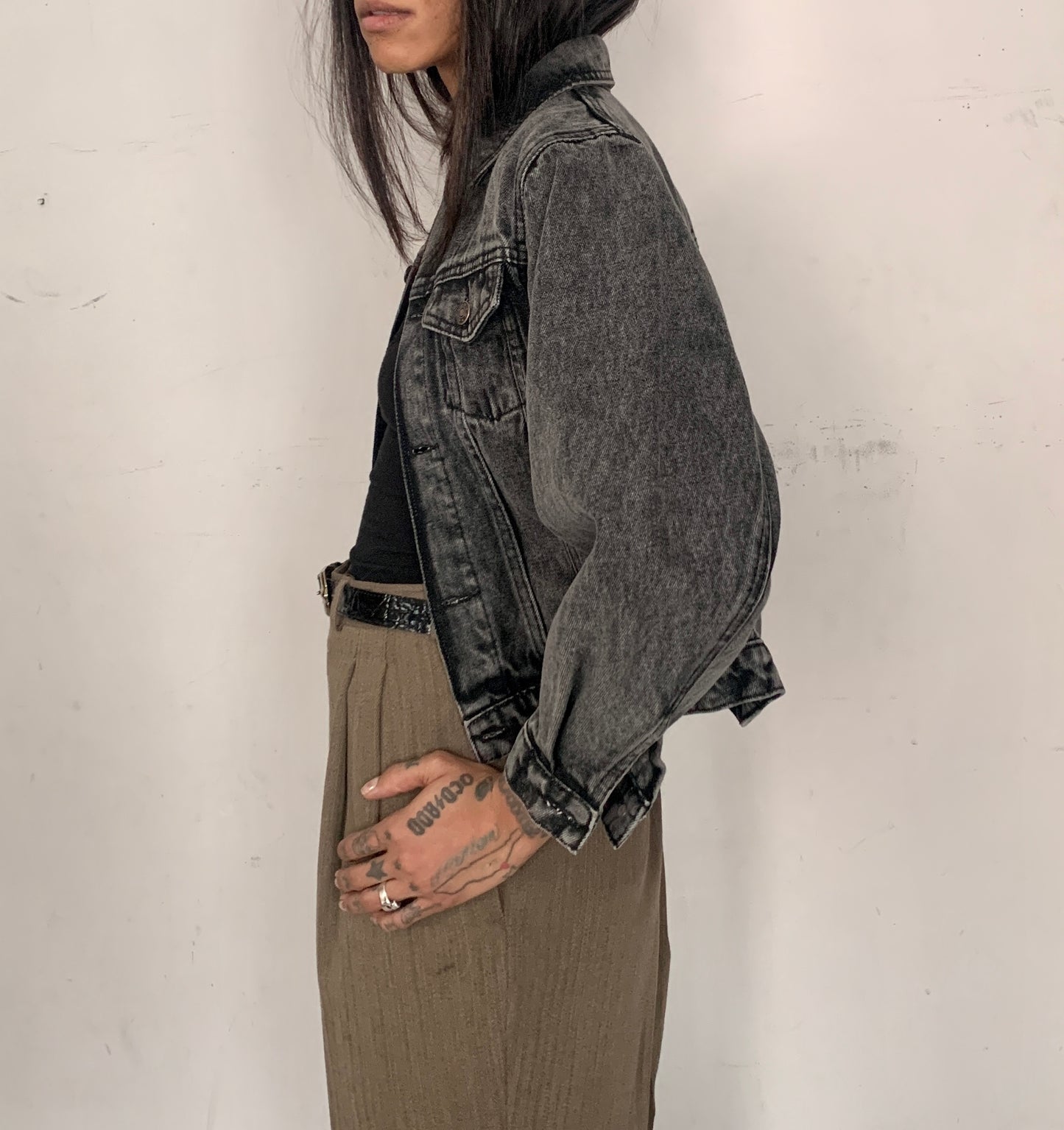 BOXY CROPPED COTTON DENIM JACKET, ACID