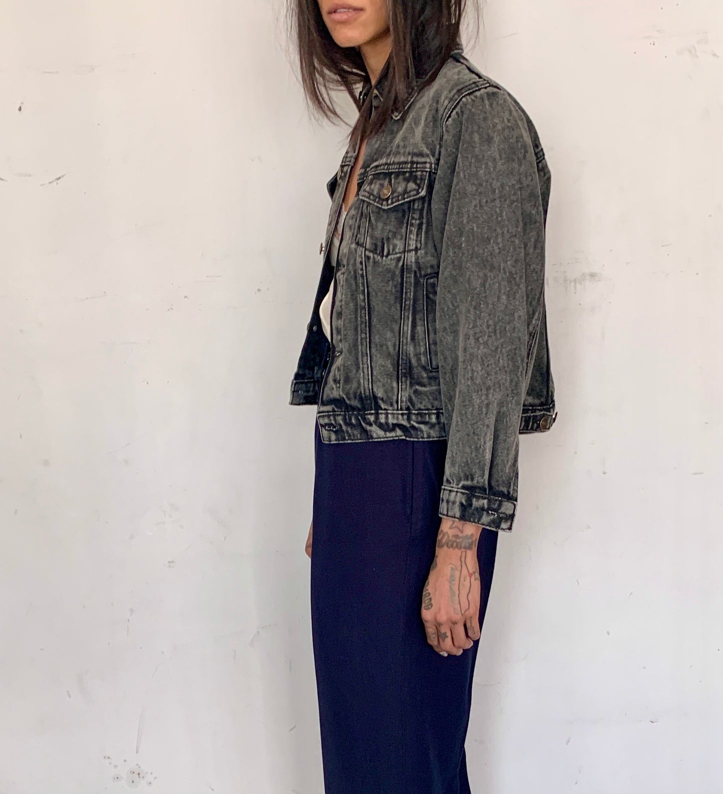 BOXY CROPPED COTTON DENIM JACKET, ACID