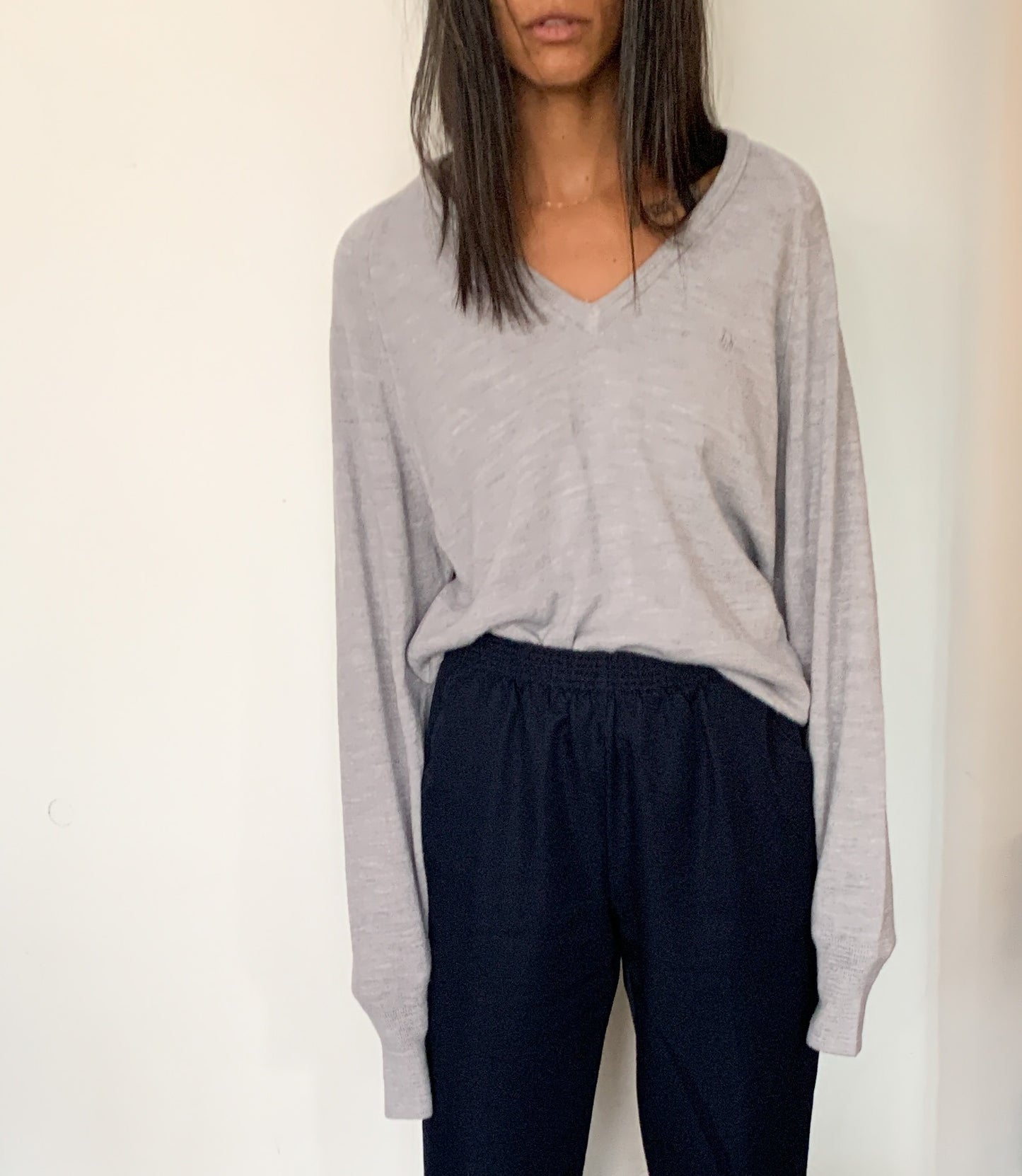 1980S CHRISTIAN DIOR V-NECK SWEATER, STONE