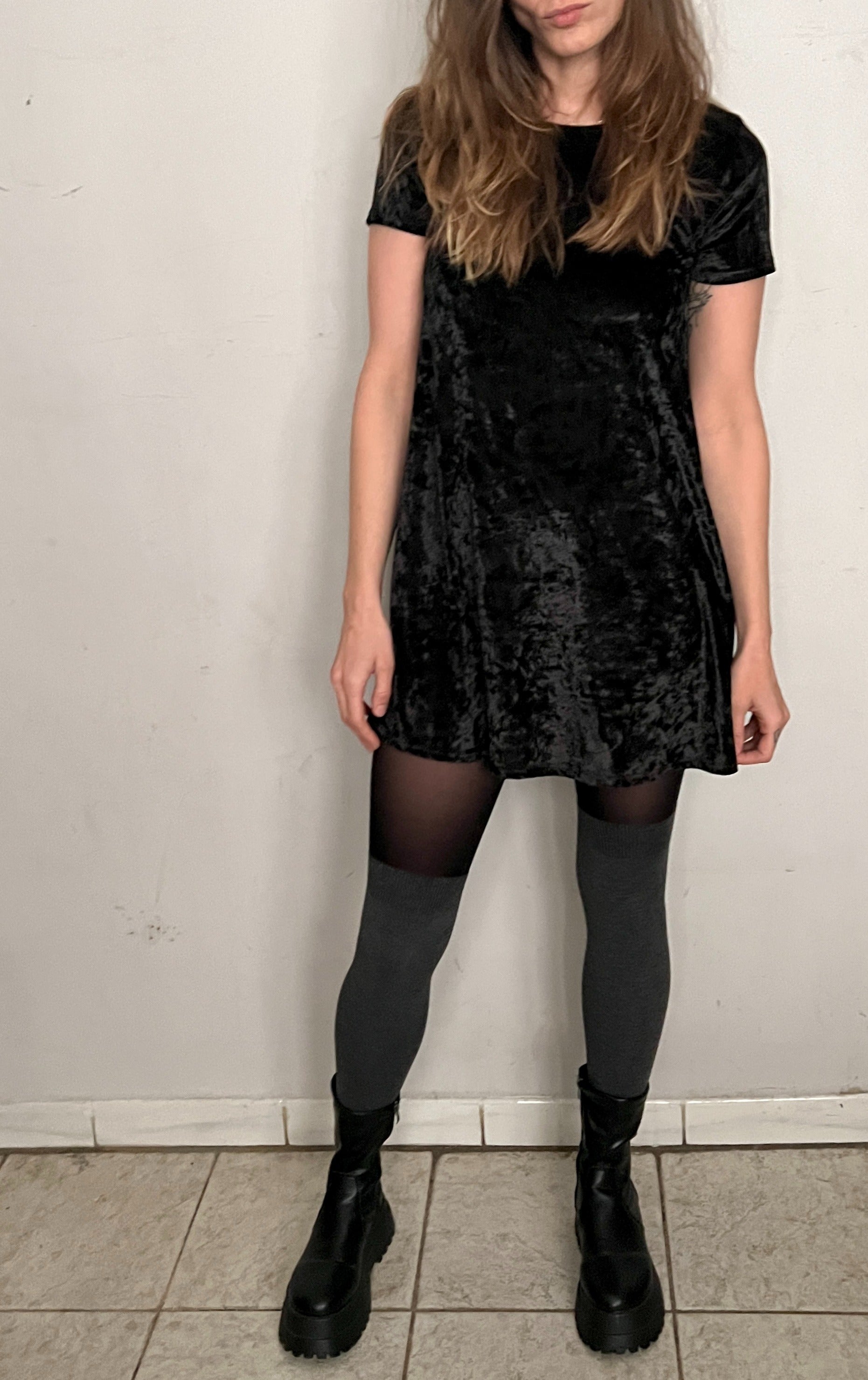 grunge velvet dress Vintage 90s Emerald Crushed Velvet Corset Back Mini Dress / Grunge Fairycore / S M