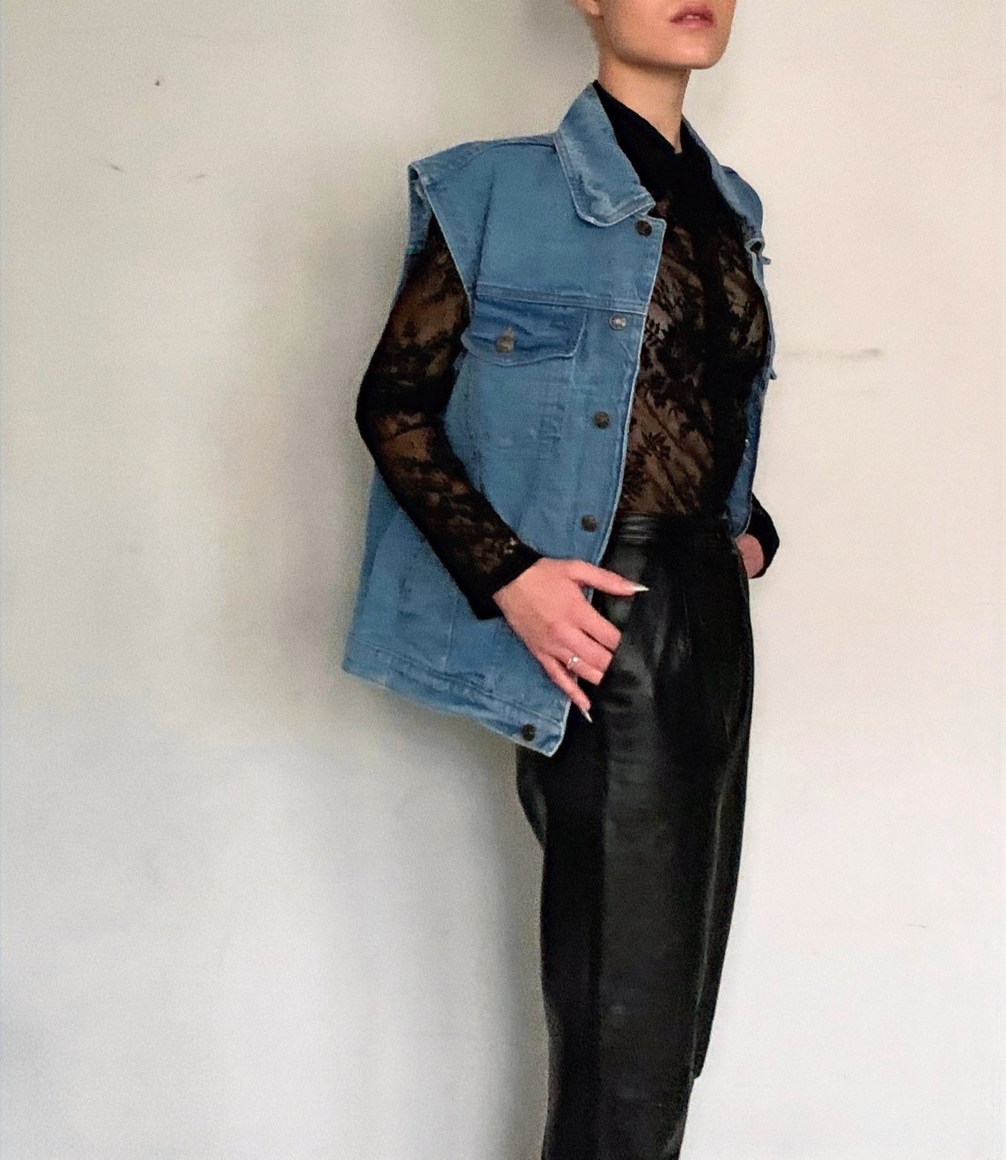 OVERSIZED DENIM UTILITY VEST, SEA