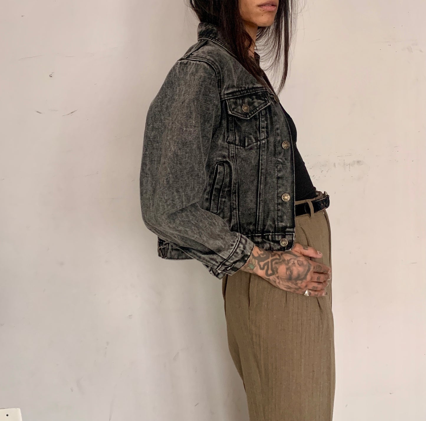 BOXY CROPPED COTTON DENIM JACKET, ACID