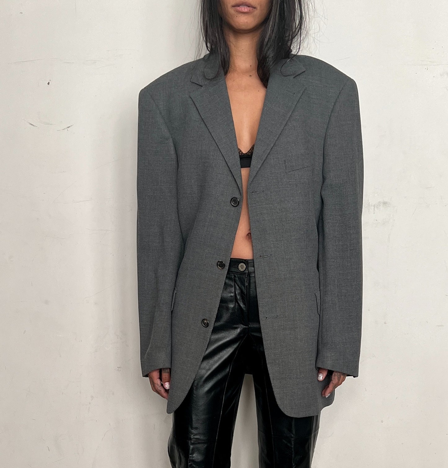 VTG HUGO BOSS OVERSIZED BLAZER, ASHEN WEAVE