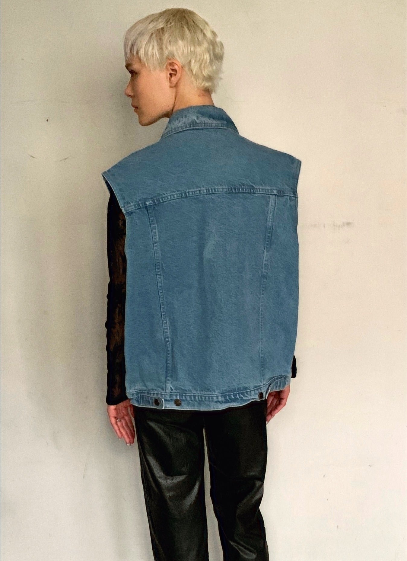 OVERSIZED DENIM UTILITY VEST, SEA