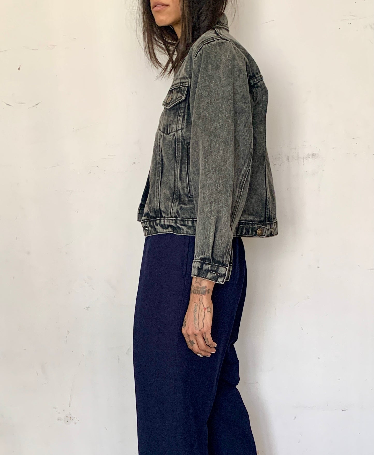 BOXY CROPPED COTTON DENIM JACKET, ACID