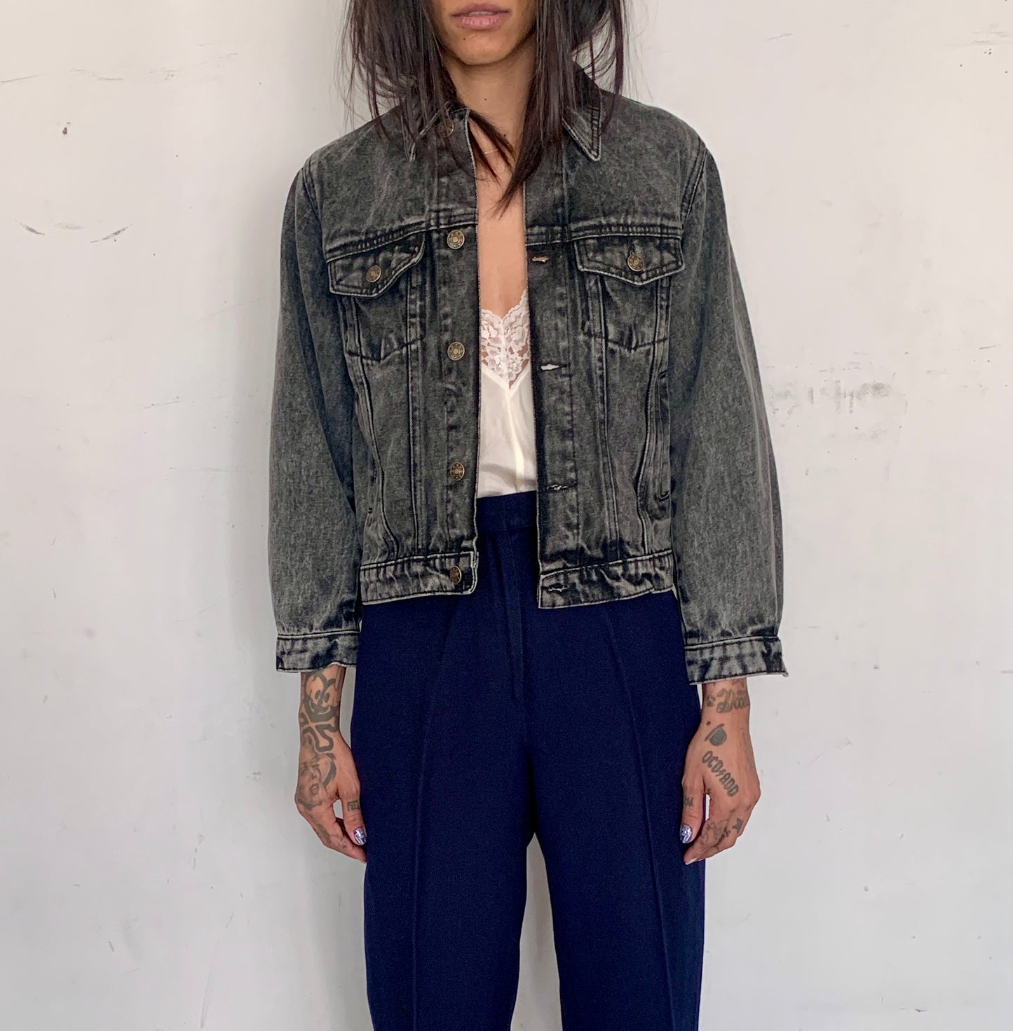 BOXY CROPPED COTTON DENIM JACKET, ACID