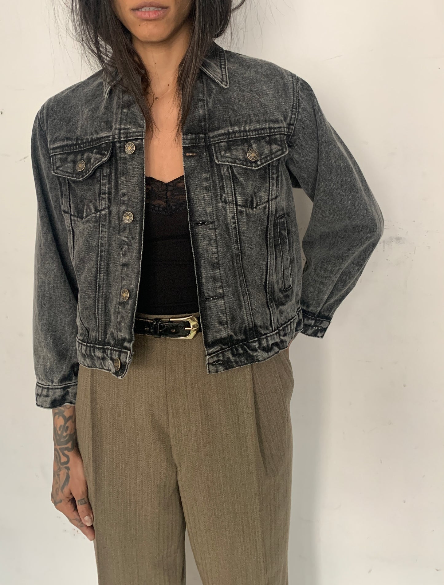 BOXY CROPPED COTTON DENIM JACKET, ACID