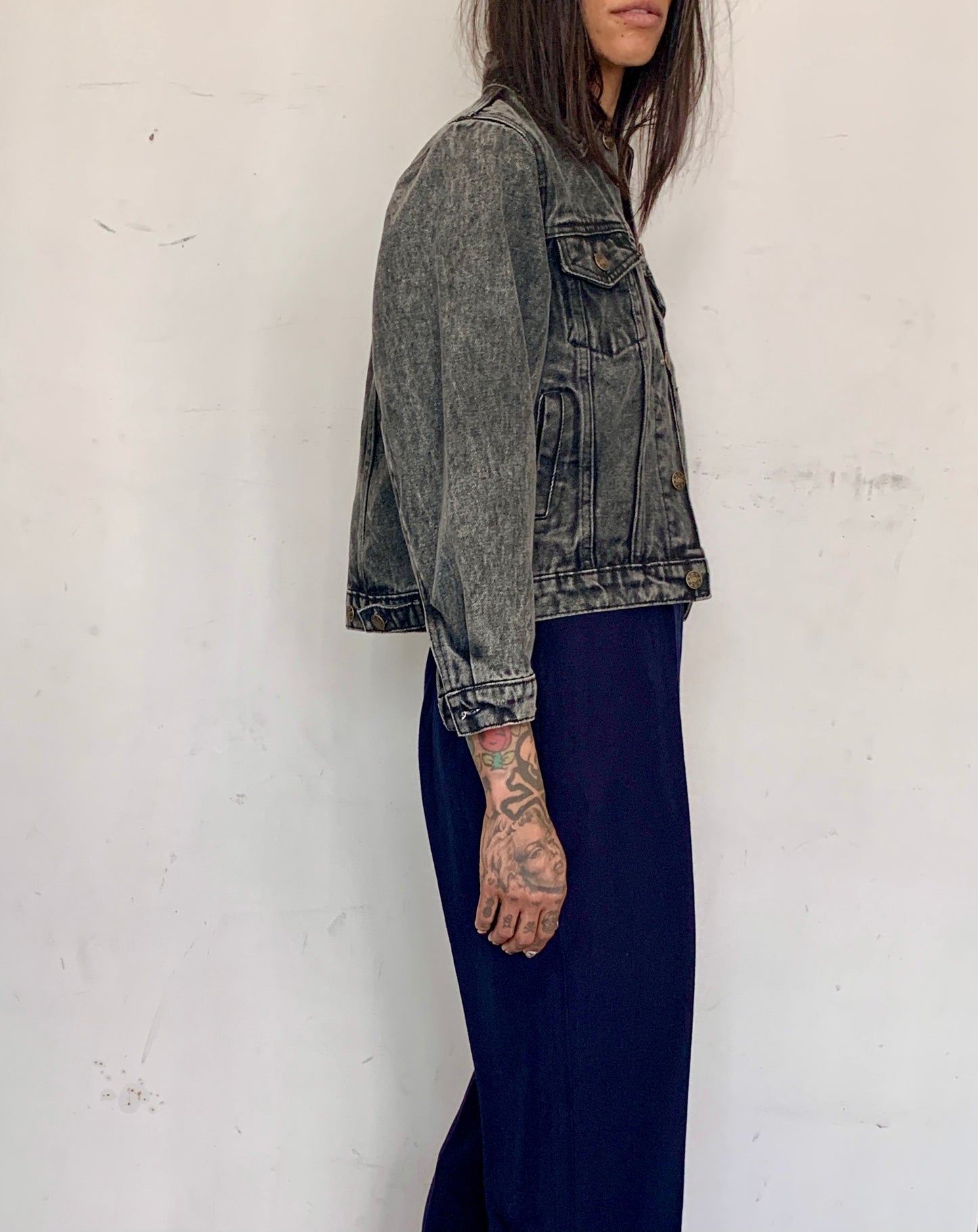 BOXY CROPPED COTTON DENIM JACKET, ACID