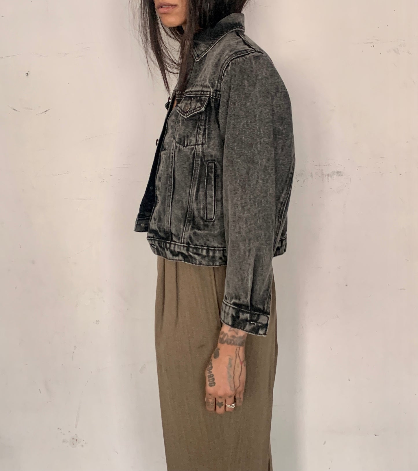 BOXY CROPPED COTTON DENIM JACKET, ACID