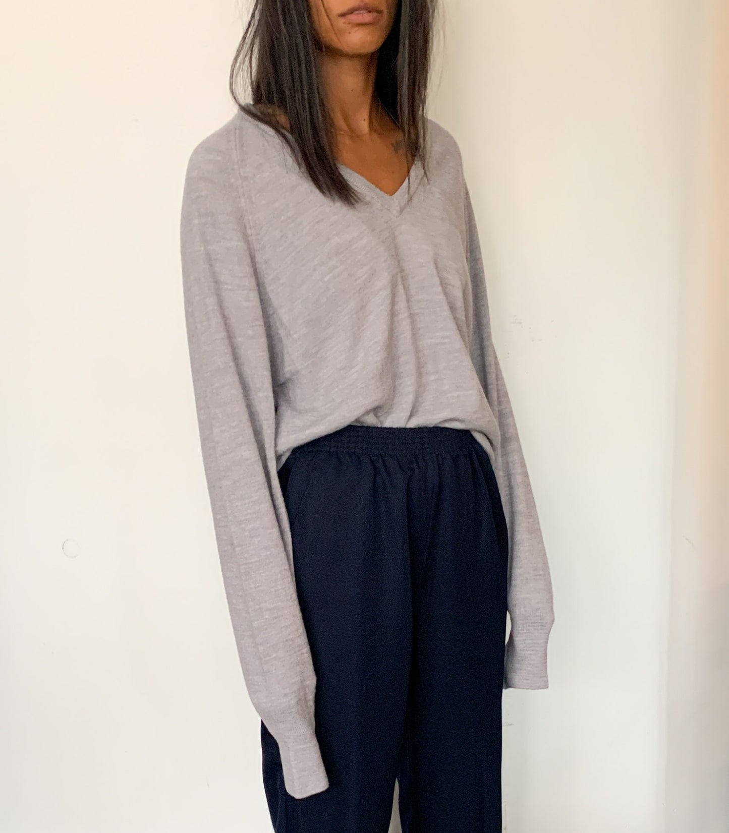 1980S CHRISTIAN DIOR V-NECK SWEATER, STONE