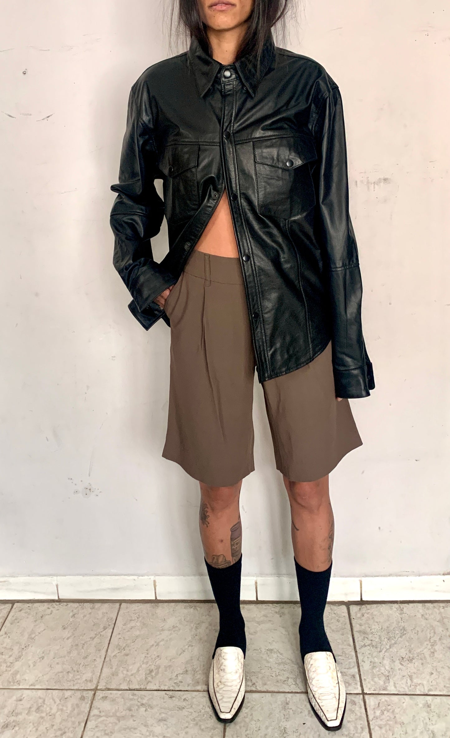 SALVAGED LEATHER SHACKET
