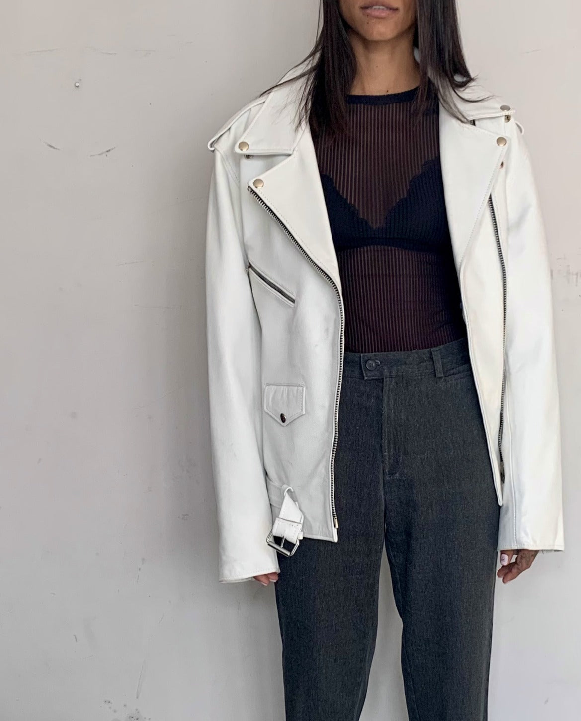 SNOWY COWHIDE MOTO JACKET