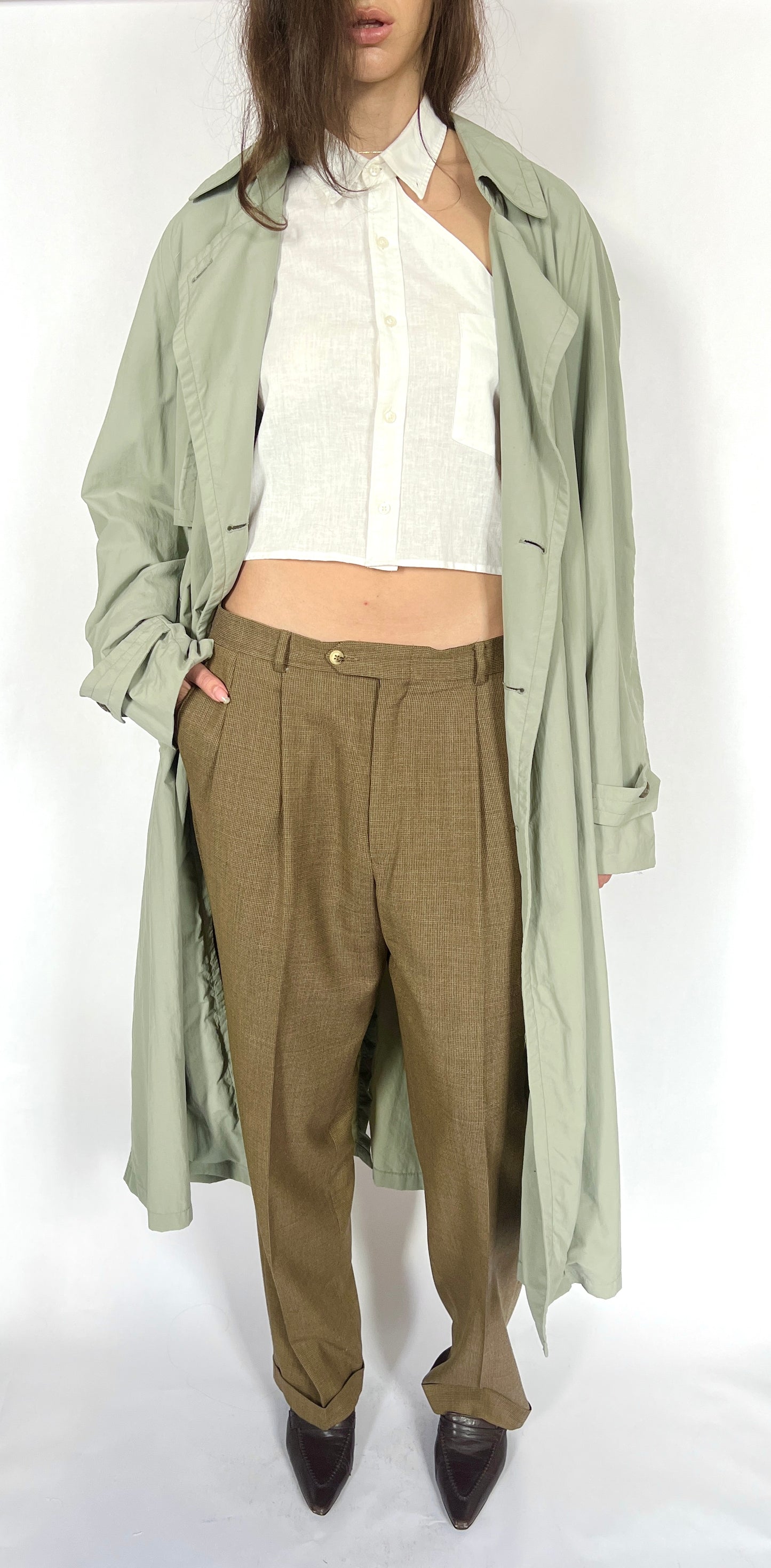 1980S CHRISTIAN DIOR OVERSIZED TRENCH COAT, MOSS