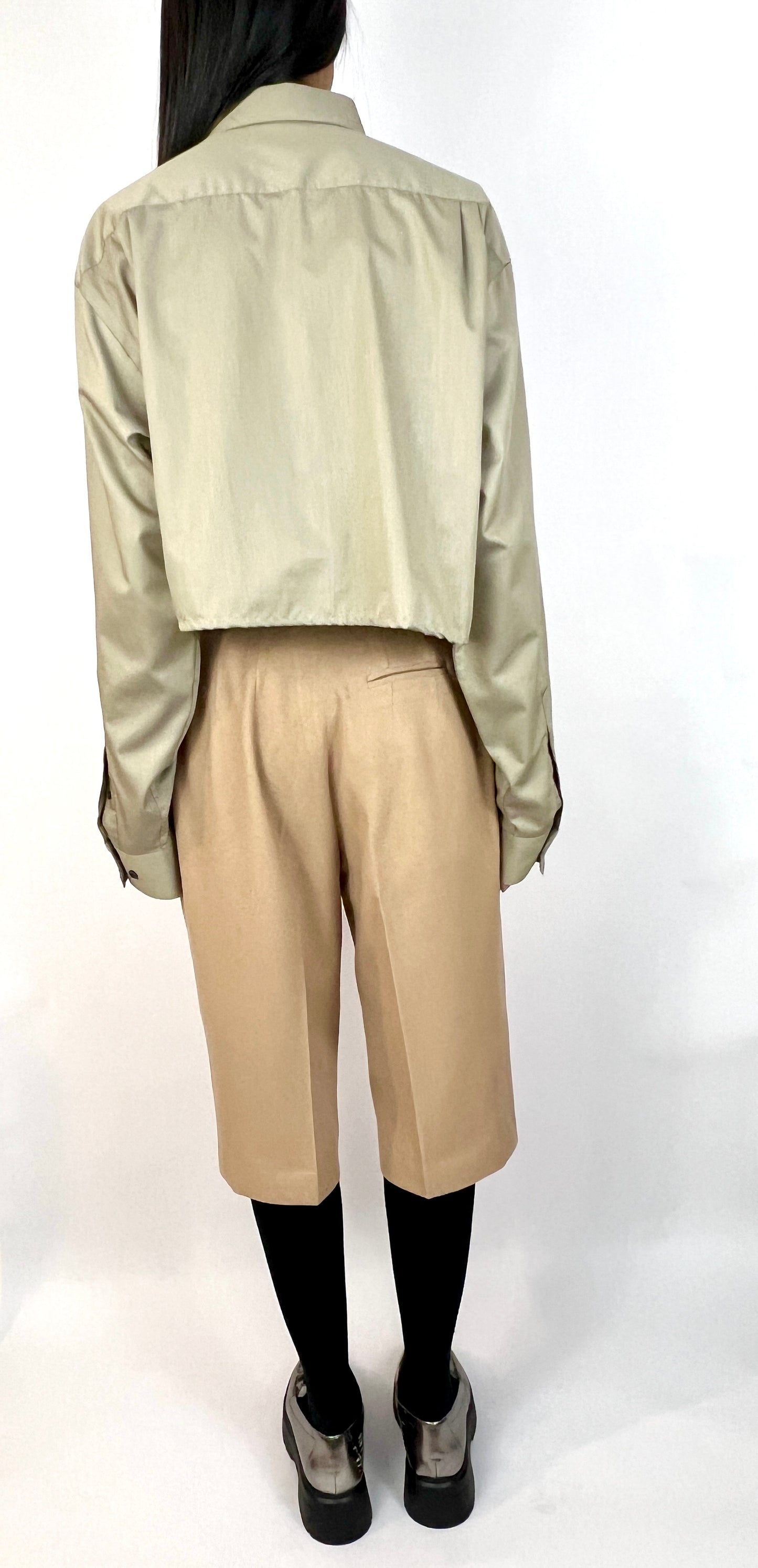 CUSTOM VTG CAMEL HAIR BOXY SUIT, CROPPED, LONG SHORTS. TRADITIONAL