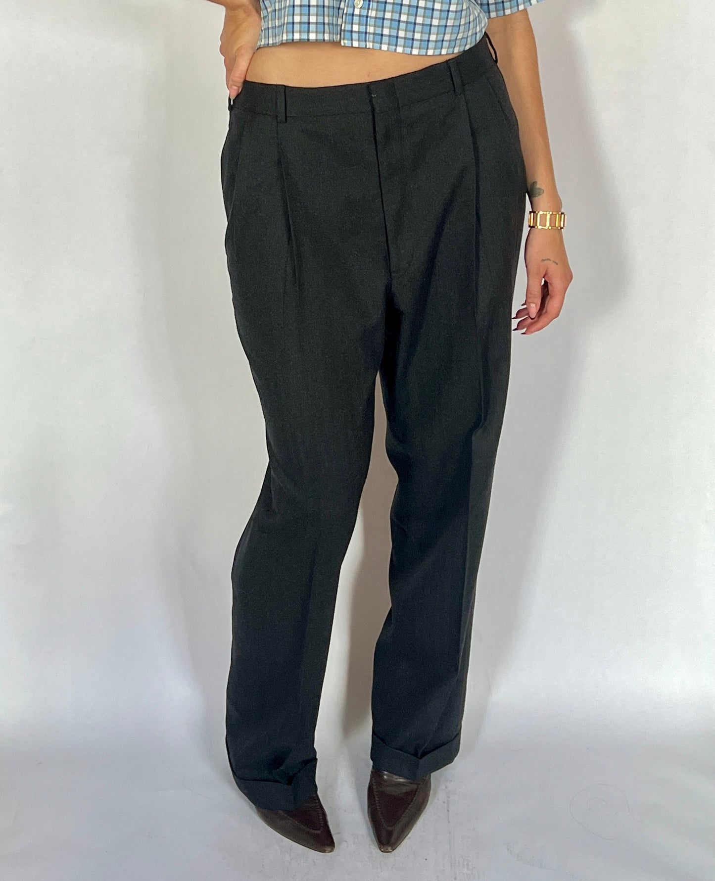 VTG WOOL PLEATED WIDE LEG TROUSERS, EMBERS