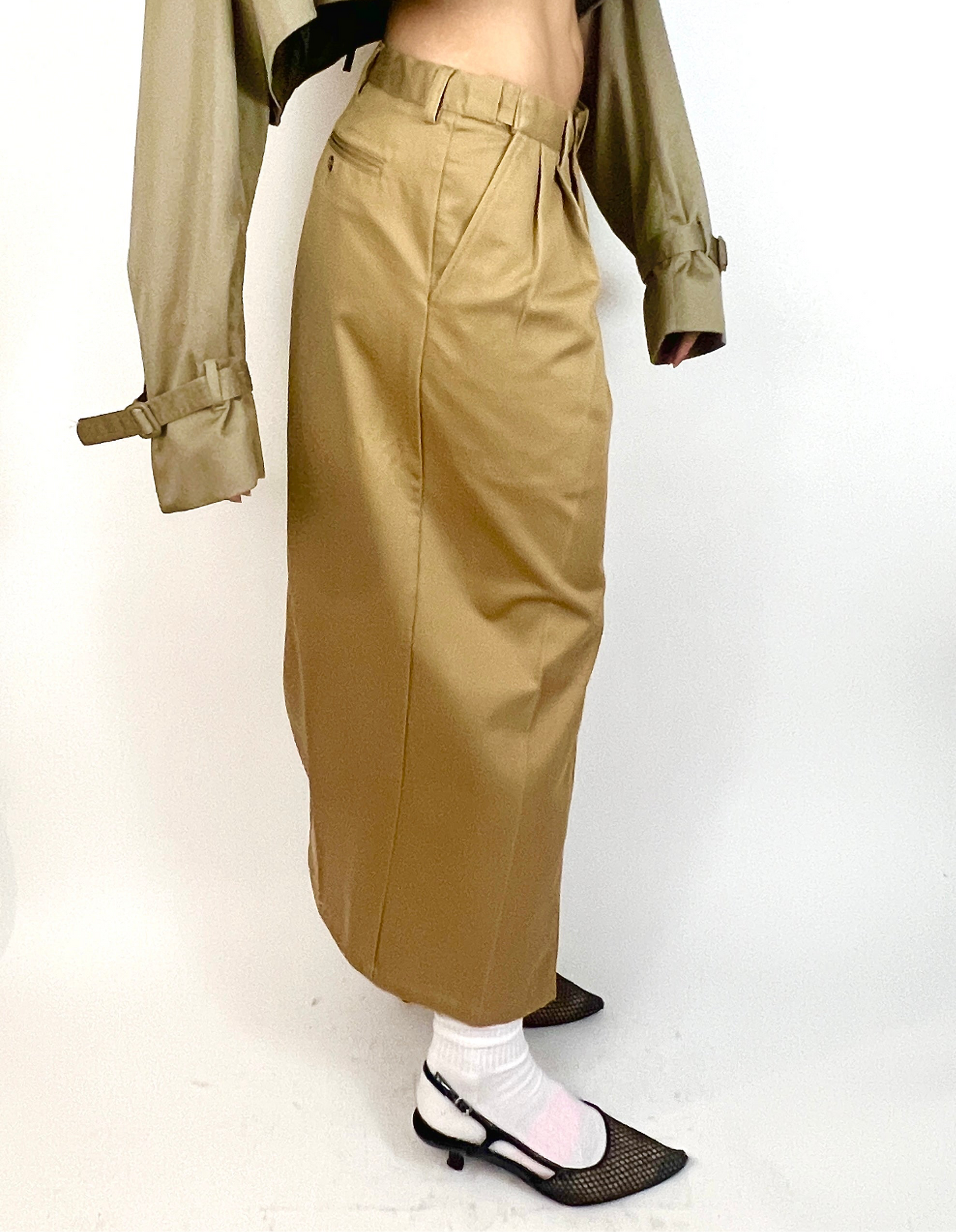 CUSTOM VTG COTTON TROUSER MAXI SKIRT, BRANCH