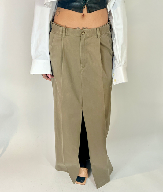 CUSTOM VTG COTTON TROUSER MAXI SKIRT, BRANCH