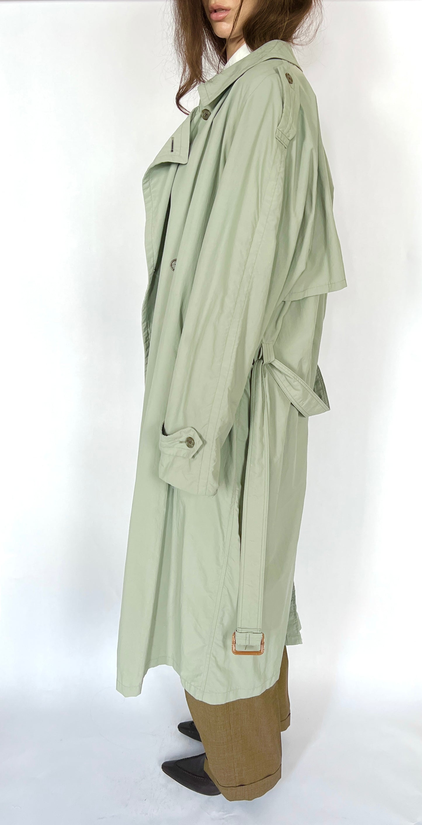 1980S CHRISTIAN DIOR OVERSIZED TRENCH COAT, MOSS