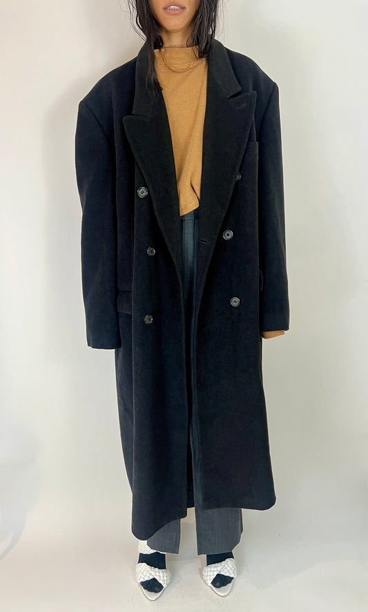 OVERSIZED WOOL COAT, OBSIDIAN