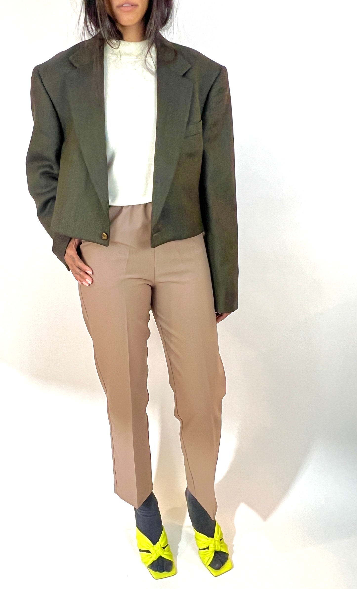 CUSTOM VTG OSCAR DE LA RENTA CROPPED BLAZER, WOODS