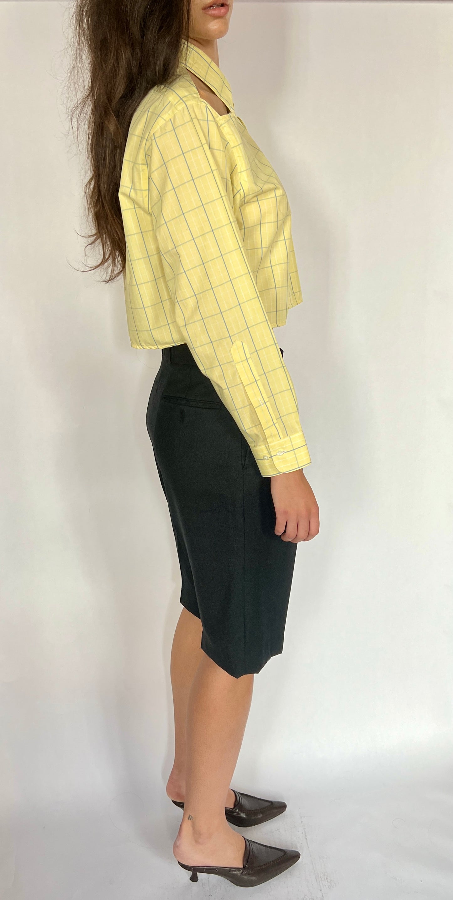 CUSTOM VTG WOOL PLEATED LONG SHORTS, CHAR