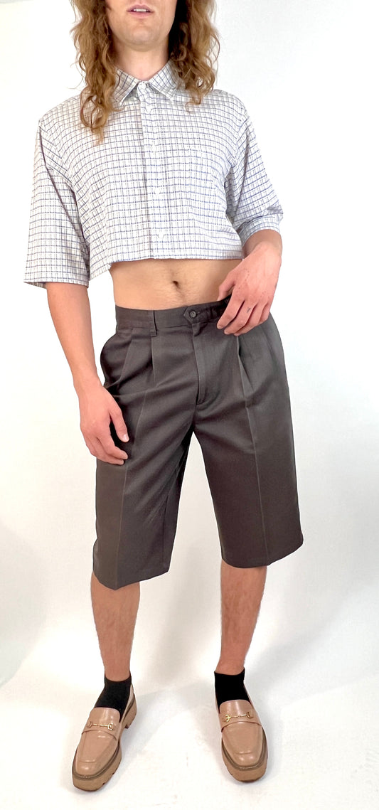 CUSTOM VTG COTTON WIDE LEG LONG SHORTS, SEASTONE